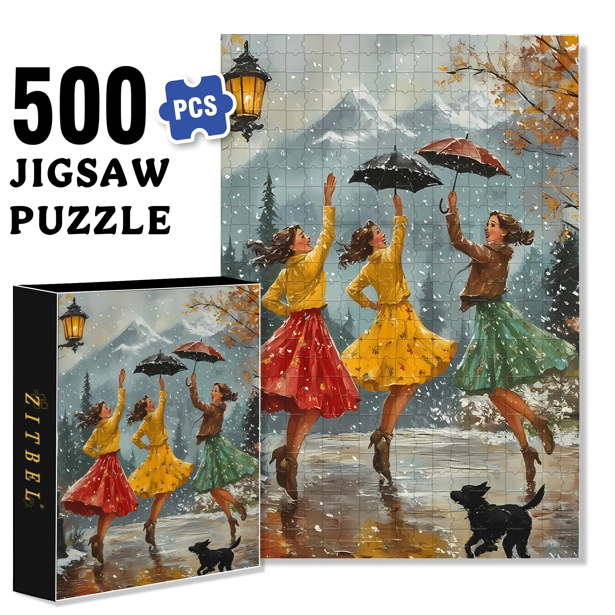 Jump Up 500pcs/1000pcs Jigsaw Puzzle, Scratch-Resistant, Interactive Family Game & Brain-Boosting DIY Decor, Perfect for Halloween, Christmas & New Year Gifts, Family Puzzle Game