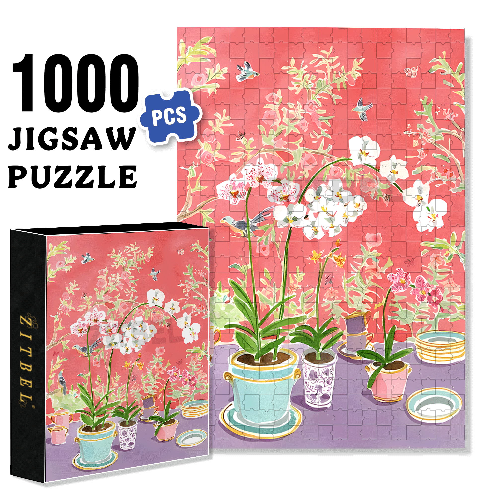 Lillian's Spring Garden 500pcs/1000pcs Jigsaw Puzzle, Scratch-Resistant, Interactive Family Game & Brain-Boosting DIY Decor, Perfect for Halloween, Christmas & New Year Gifts, Family Puzzle Game