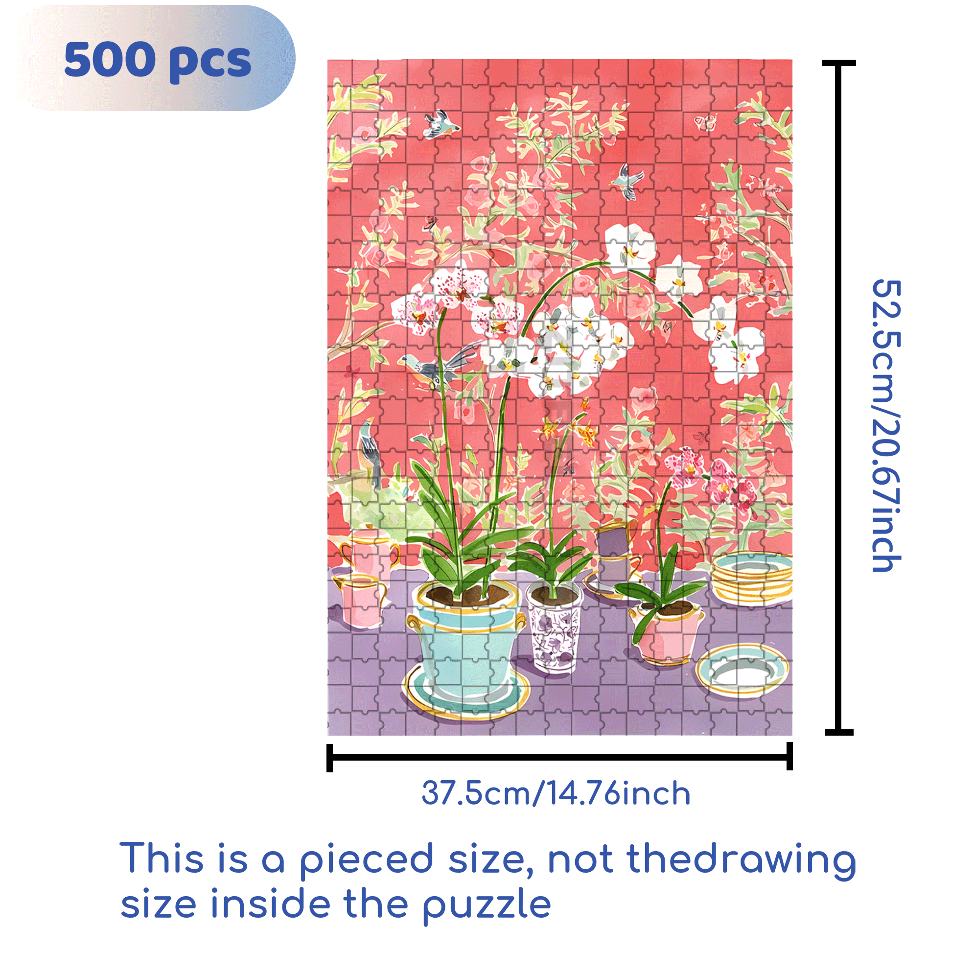Lillian's Spring Garden 500pcs/1000pcs Jigsaw Puzzle, Scratch-Resistant, Interactive Family Game & Brain-Boosting DIY Decor, Perfect for Halloween, Christmas & New Year Gifts, Family Puzzle Game