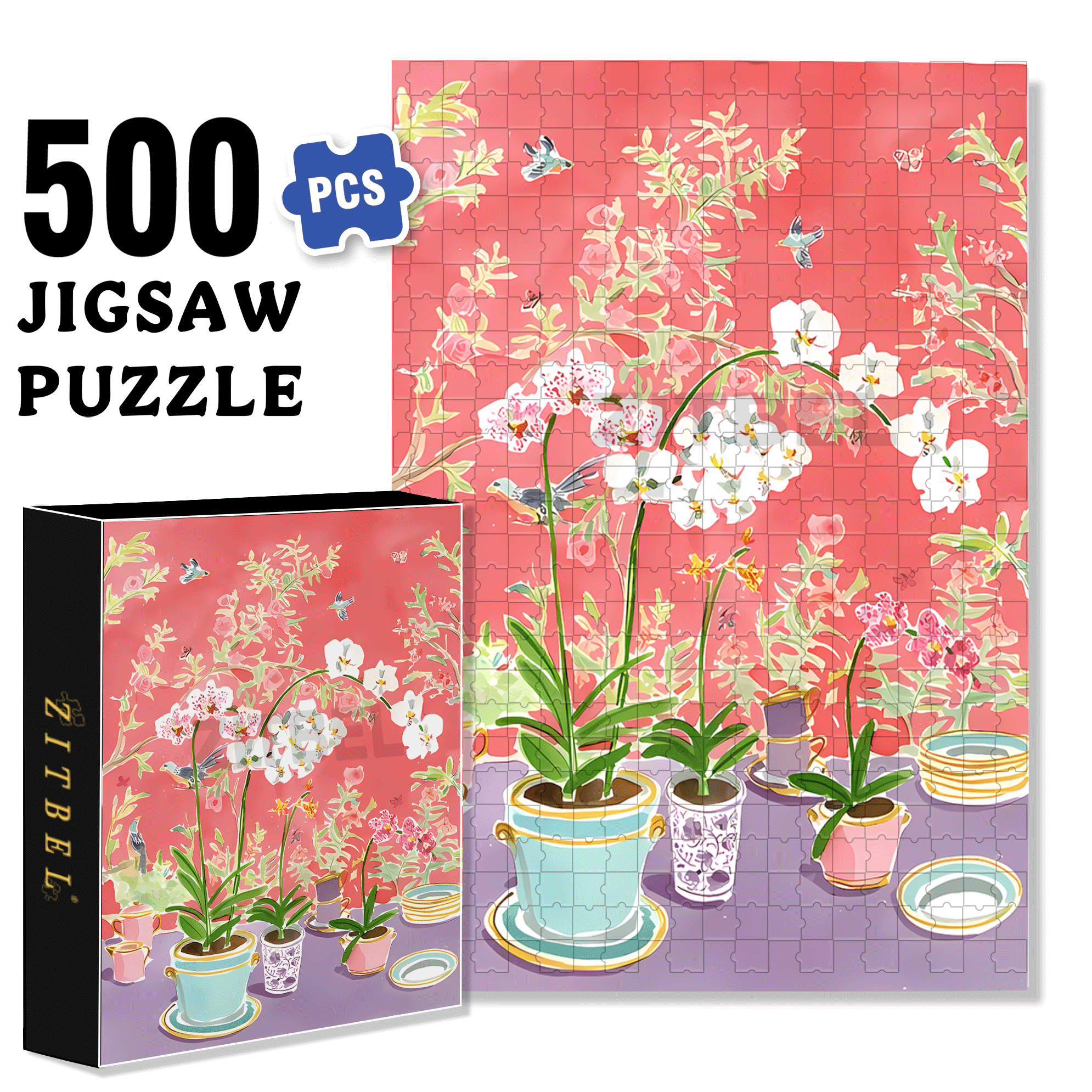 Lillian's Spring Garden 500pcs/1000pcs Jigsaw Puzzle, Scratch-Resistant, Interactive Family Game & Brain-Boosting DIY Decor, Perfect for Halloween, Christmas & New Year Gifts, Family Puzzle Game
