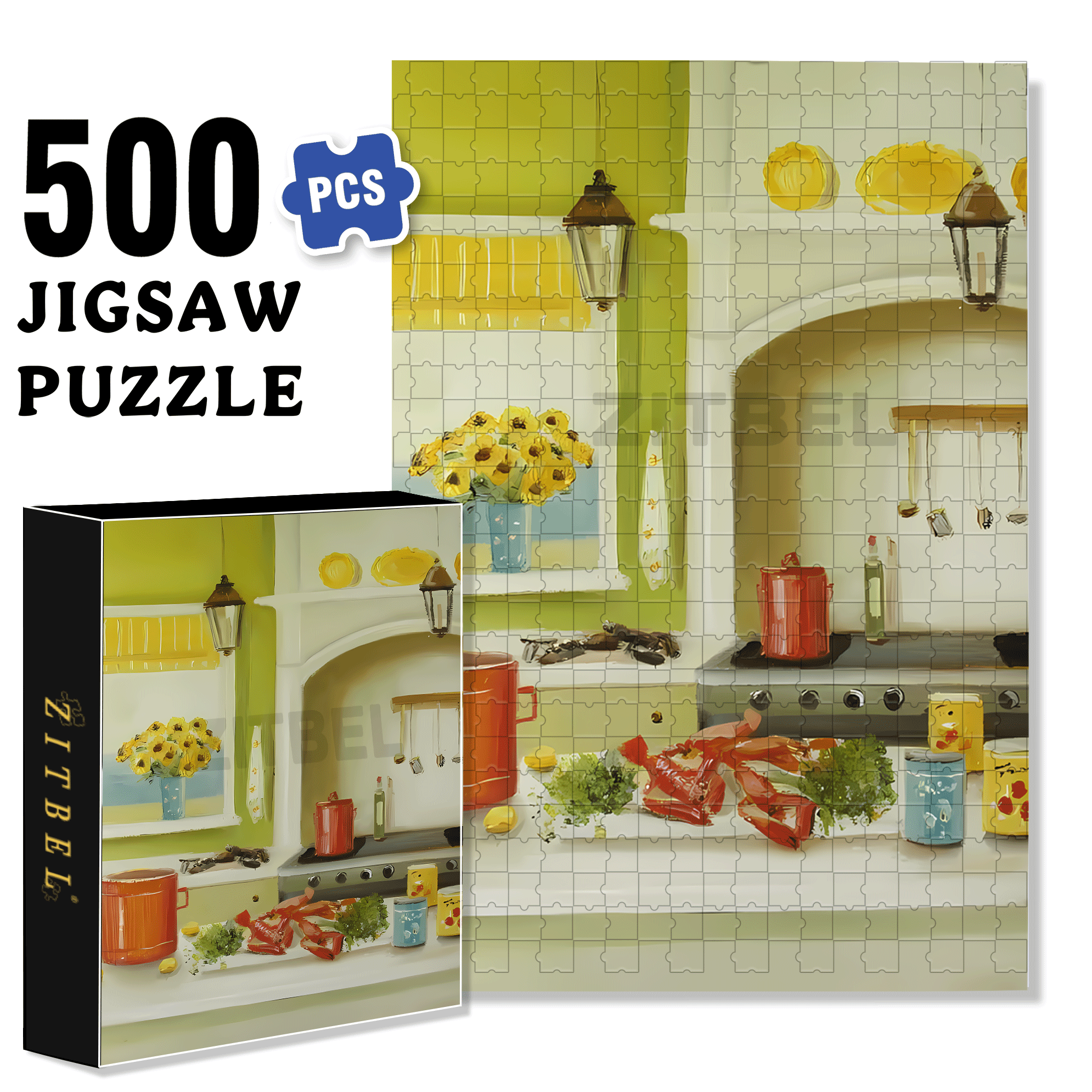 Lobsters and Lemons 500pcs/1000pcs Jigsaw Puzzle, Scratch-Resistant, Interactive Family Game & Brain-Boosting DIY Decor, Perfect for Halloween, Christmas & New Year Gifts, Family Puzzle Game