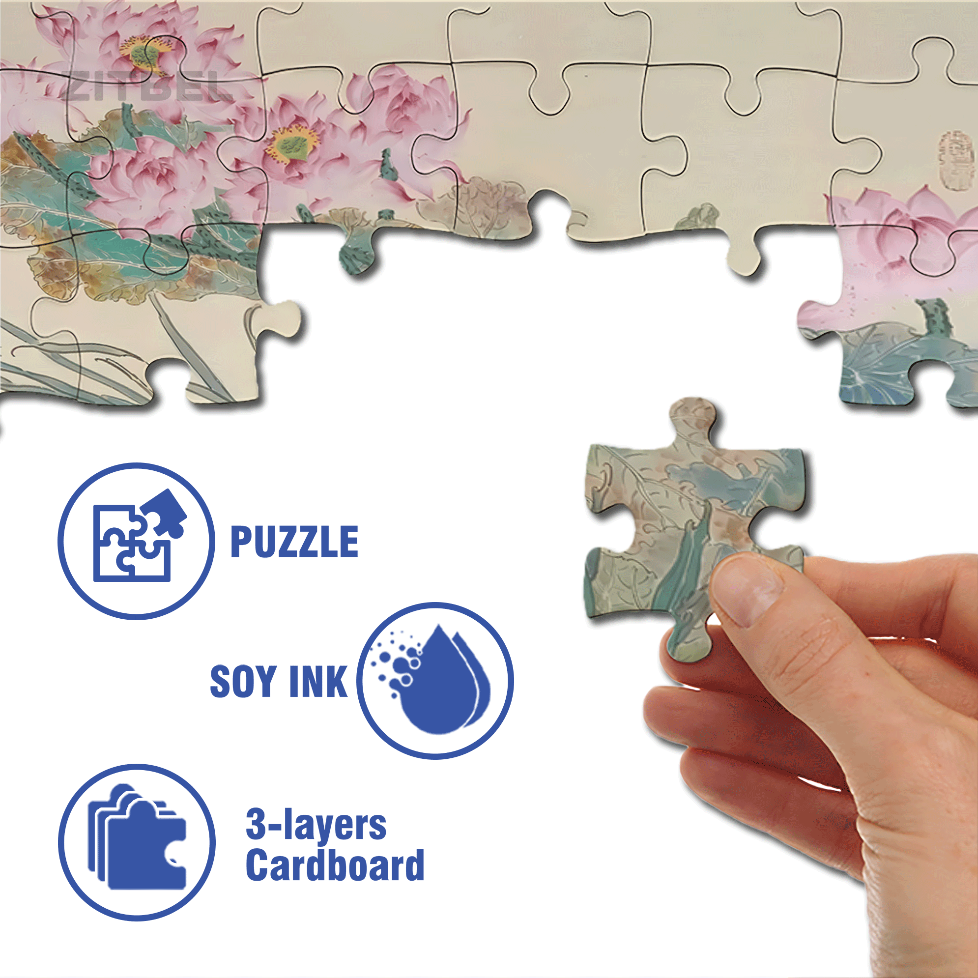 Lotus In The Sunlight 500pcs/1000pcs Jigsaw Puzzle, Scratch-Resistant, Interactive Family Game & Brain-Boosting DIY Decor, Perfect for Halloween, Christmas & New Year Gifts, Family Puzzle Game