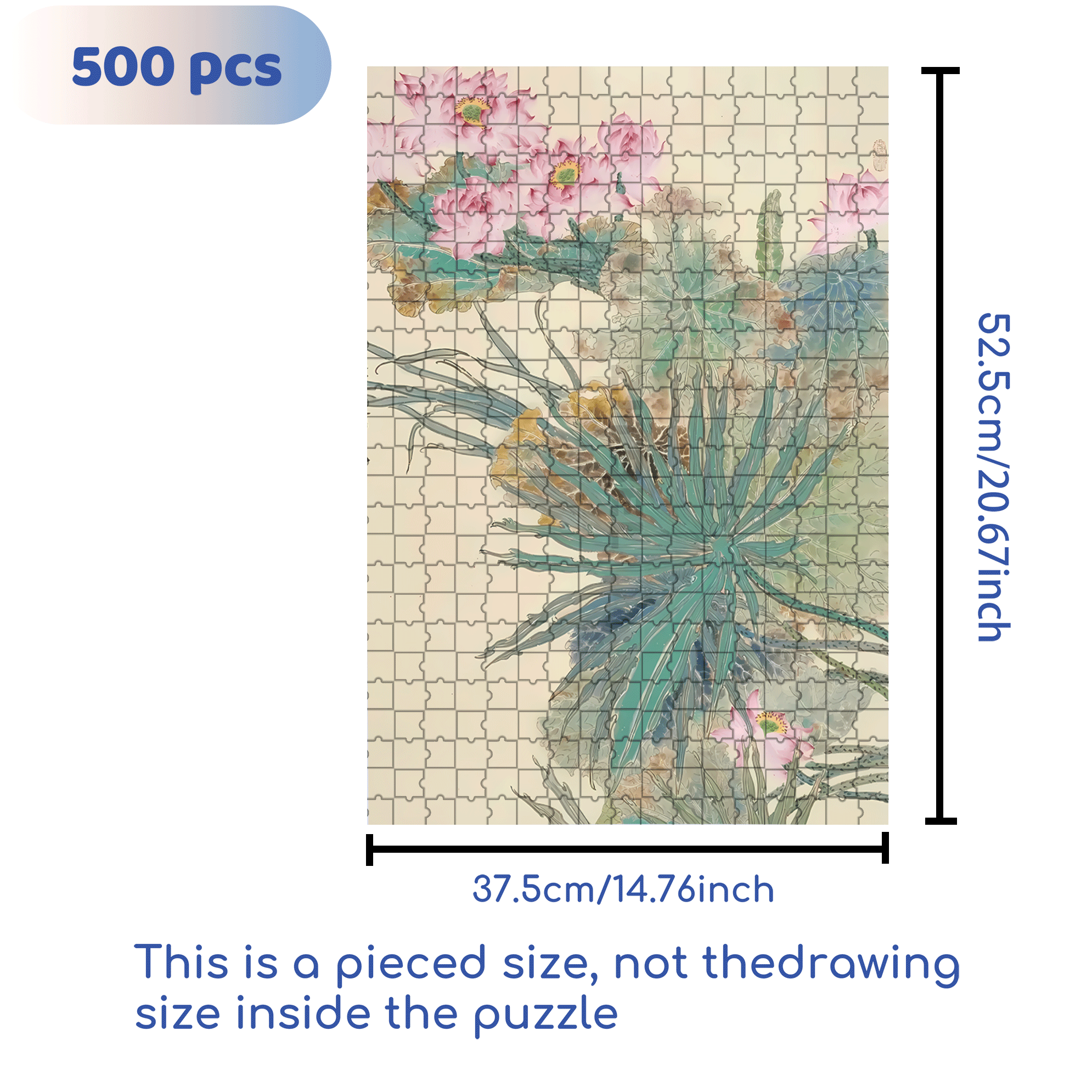 Lotus In The Sunlight 500pcs/1000pcs Jigsaw Puzzle, Scratch-Resistant, Interactive Family Game & Brain-Boosting DIY Decor, Perfect for Halloween, Christmas & New Year Gifts, Family Puzzle Game
