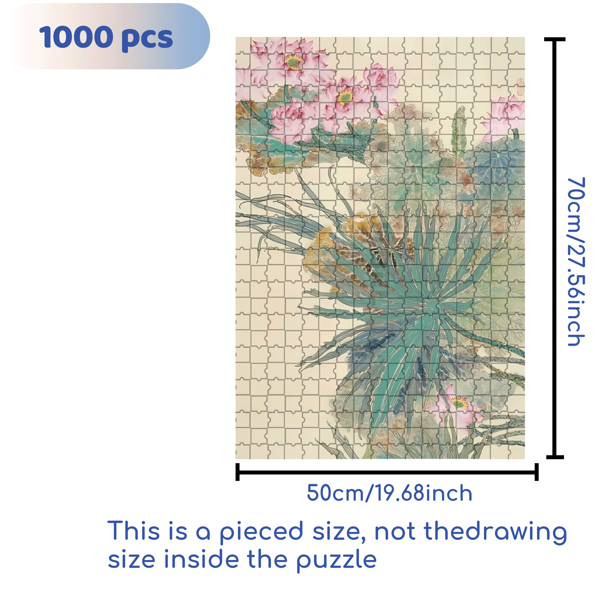 Lotus In The Sunlight 500pcs/1000pcs Jigsaw Puzzle, Scratch-Resistant, Interactive Family Game & Brain-Boosting DIY Decor, Perfect for Halloween, Christmas & New Year Gifts, Family Puzzle Game