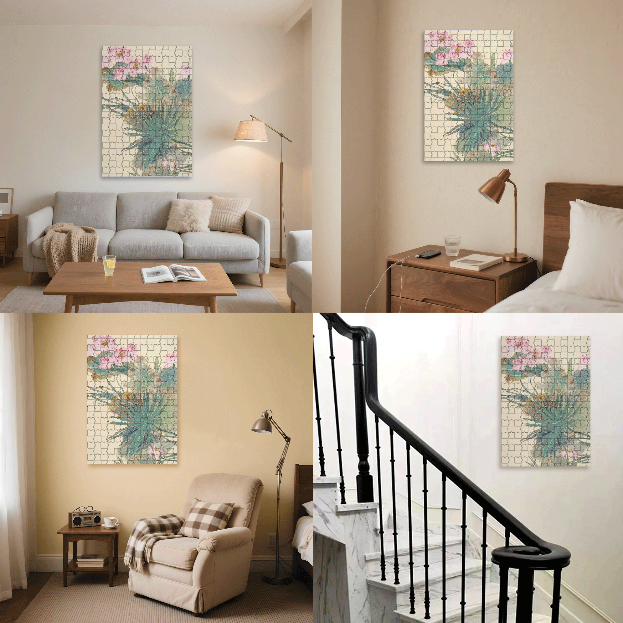 Lotus In The Sunlight 500pcs/1000pcs Jigsaw Puzzle, Scratch-Resistant, Interactive Family Game & Brain-Boosting DIY Decor, Perfect for Halloween, Christmas & New Year Gifts, Family Puzzle Game