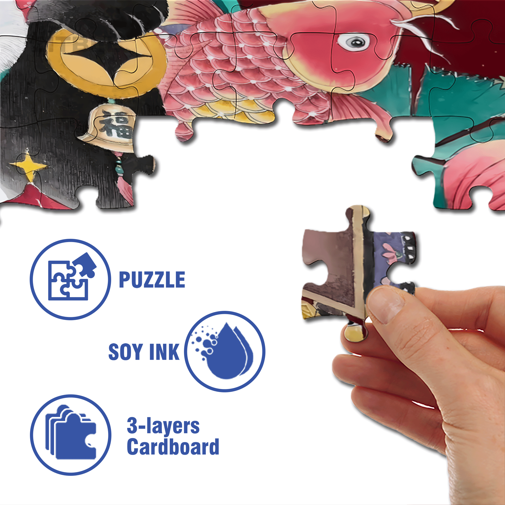 Lucky Cat 2 500pcs/1000pcs Jigsaw Puzzle, Scratch-Resistant, Interactive Family Game & Brain-Boosting DIY Decor, Perfect for Halloween, Christmas & New Year Gifts, Family Puzzle Game