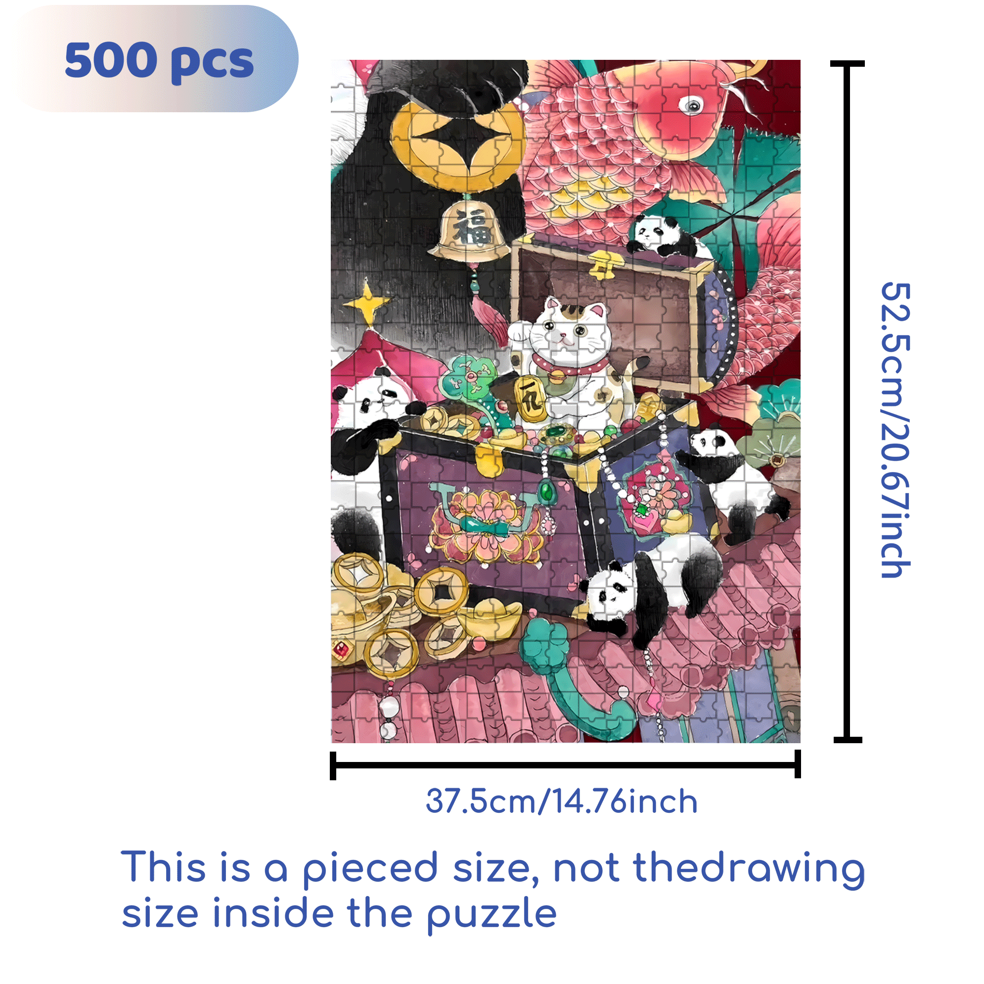 Lucky Cat 2 500pcs/1000pcs Jigsaw Puzzle, Scratch-Resistant, Interactive Family Game & Brain-Boosting DIY Decor, Perfect for Halloween, Christmas & New Year Gifts, Family Puzzle Game