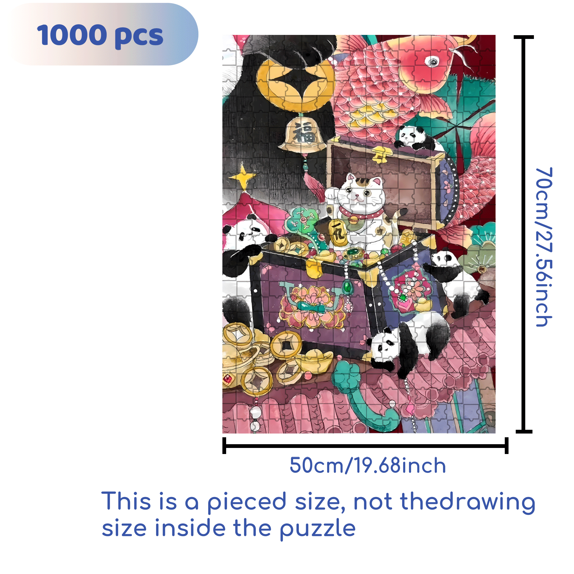 Lucky Cat 2 500pcs/1000pcs Jigsaw Puzzle, Scratch-Resistant, Interactive Family Game & Brain-Boosting DIY Decor, Perfect for Halloween, Christmas & New Year Gifts, Family Puzzle Game