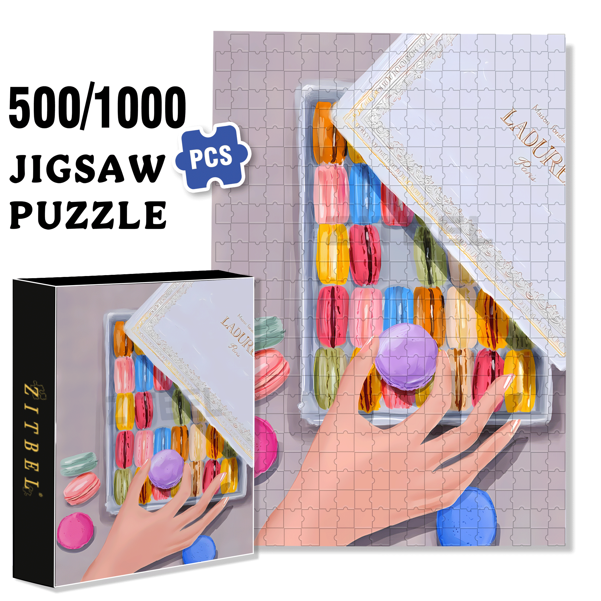 Macaron Color 500pcs/1000pcs Jigsaw Puzzle, Scratch-Resistant, Interactive Family Game & Brain-Boosting DIY Decor, Perfect for Halloween, Christmas & New Year Gifts, Family Puzzle Game