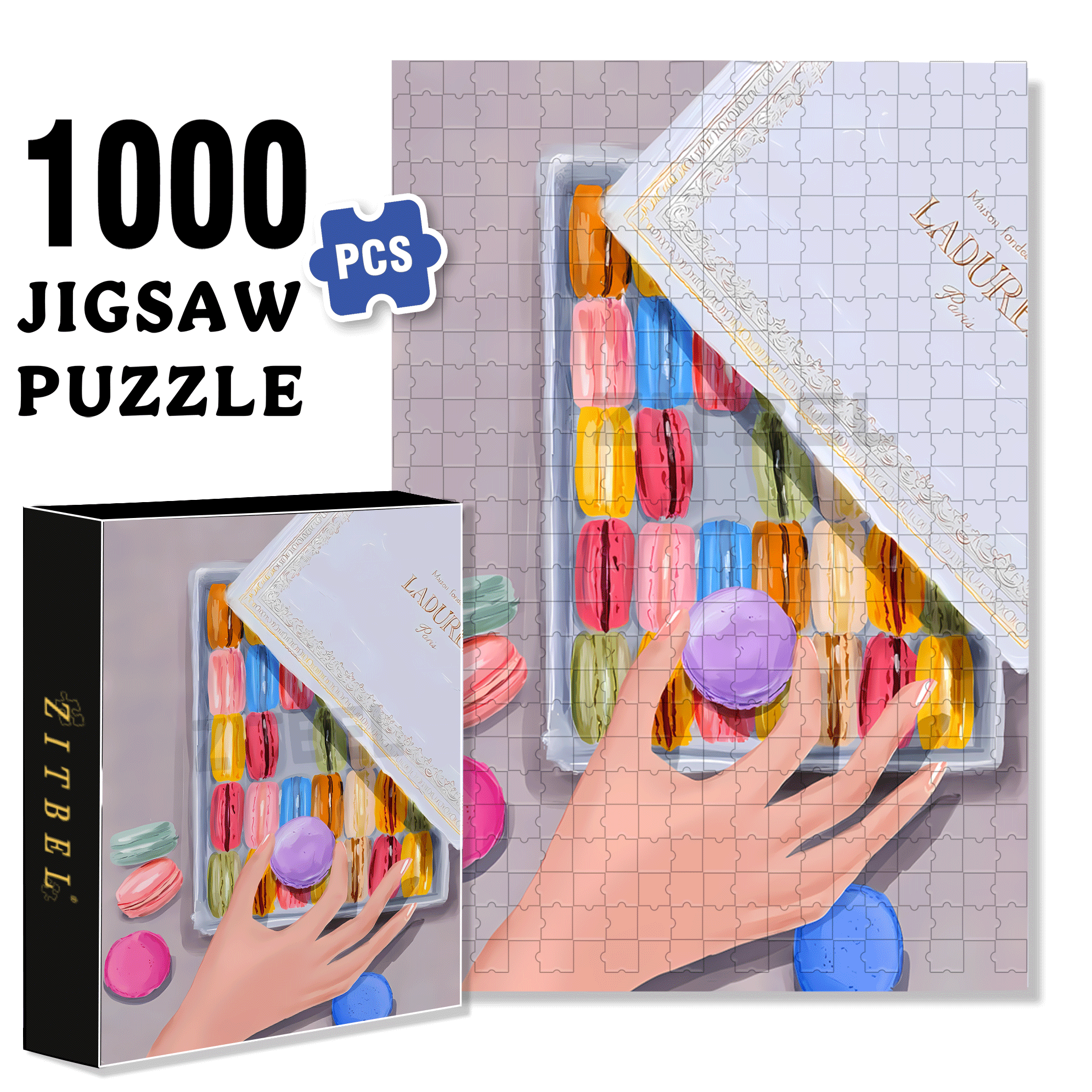 Macaron Color 500pcs/1000pcs Jigsaw Puzzle, Scratch-Resistant, Interactive Family Game & Brain-Boosting DIY Decor, Perfect for Halloween, Christmas & New Year Gifts, Family Puzzle Game