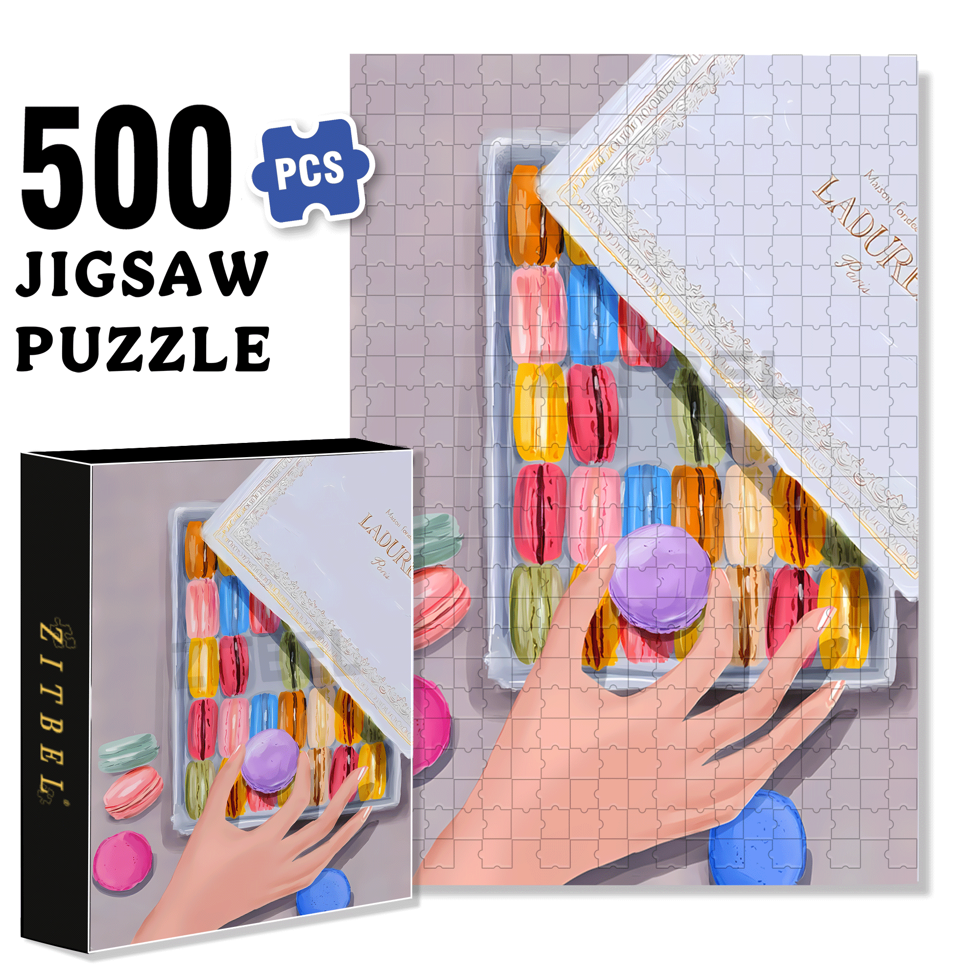Macaron Color 500pcs/1000pcs Jigsaw Puzzle, Scratch-Resistant, Interactive Family Game & Brain-Boosting DIY Decor, Perfect for Halloween, Christmas & New Year Gifts, Family Puzzle Game