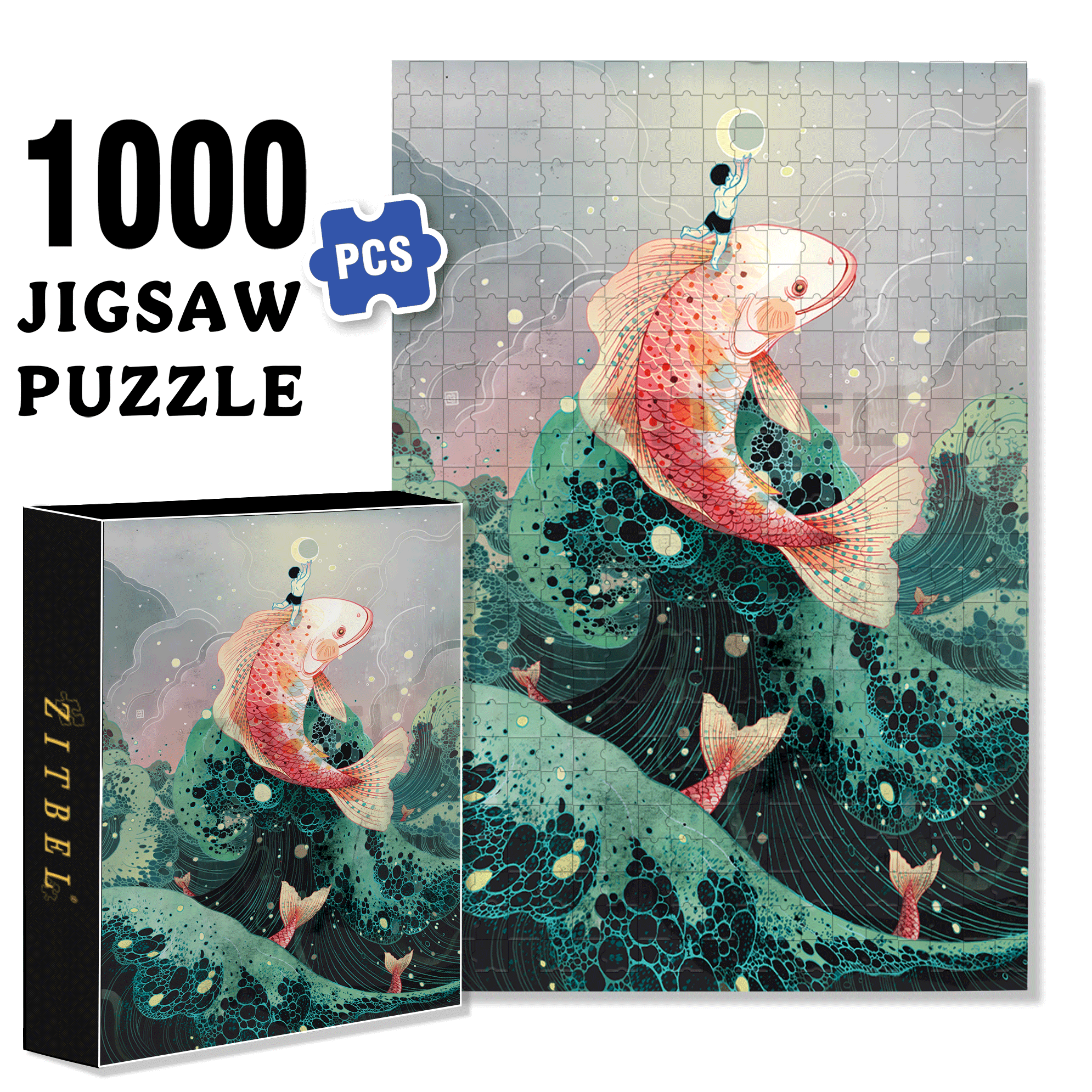 Moon Catcher 500pcs/1000pcs Jigsaw Puzzle, Scratch-Resistant, Interactive Family Game & Brain-Boosting DIY Decor, Perfect for Halloween, Christmas & New Year Gifts, Family Puzzle Game