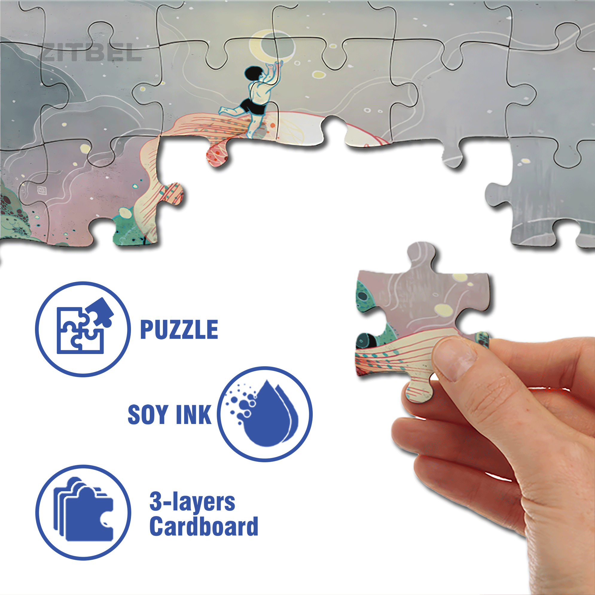 Moon Catcher 500pcs/1000pcs Jigsaw Puzzle, Scratch-Resistant, Interactive Family Game & Brain-Boosting DIY Decor, Perfect for Halloween, Christmas & New Year Gifts, Family Puzzle Game