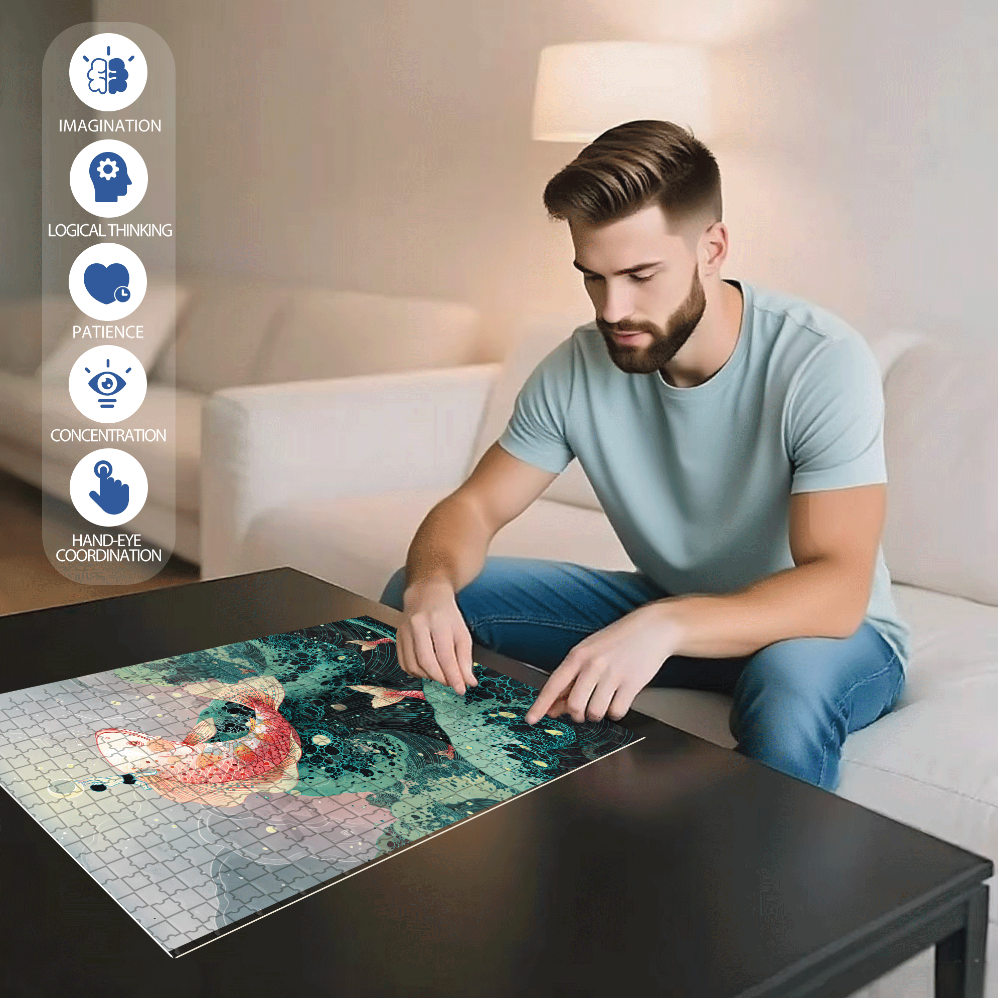 Moon Catcher 500pcs/1000pcs Jigsaw Puzzle, Scratch-Resistant, Interactive Family Game & Brain-Boosting DIY Decor, Perfect for Halloween, Christmas & New Year Gifts, Family Puzzle Game