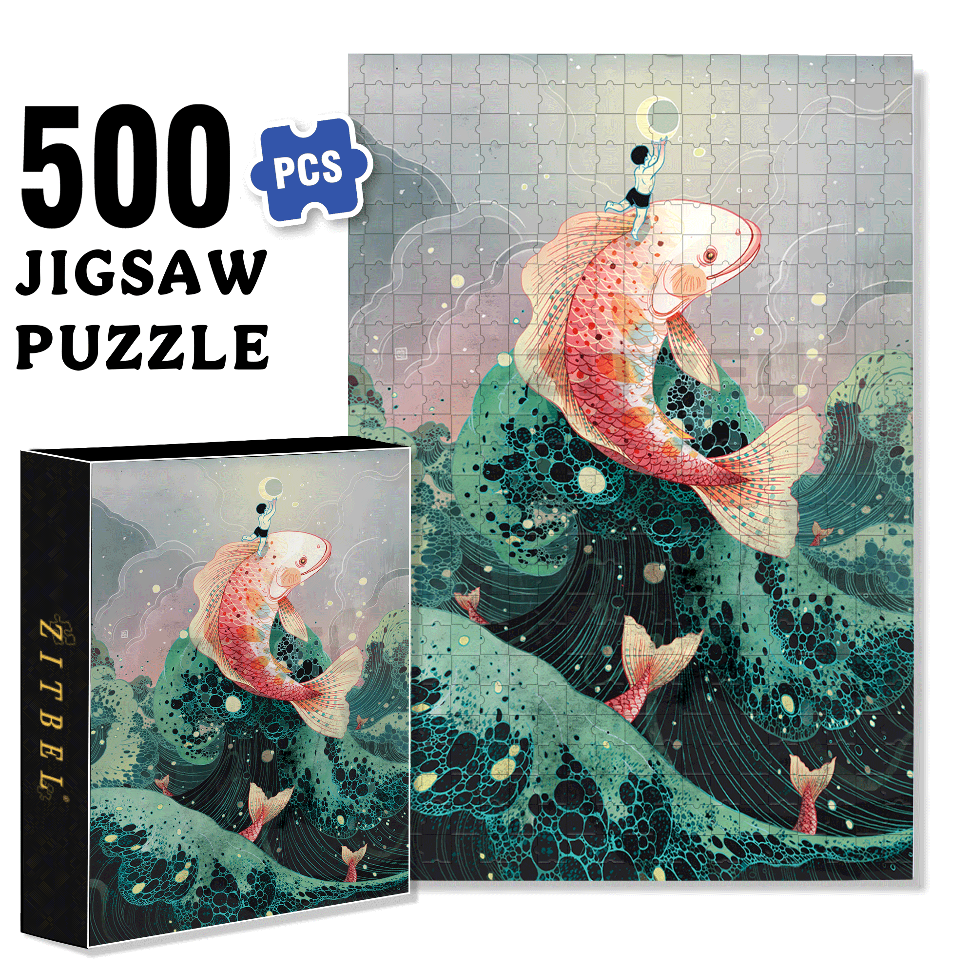 Moon Catcher 500pcs/1000pcs Jigsaw Puzzle, Scratch-Resistant, Interactive Family Game & Brain-Boosting DIY Decor, Perfect for Halloween, Christmas & New Year Gifts, Family Puzzle Game