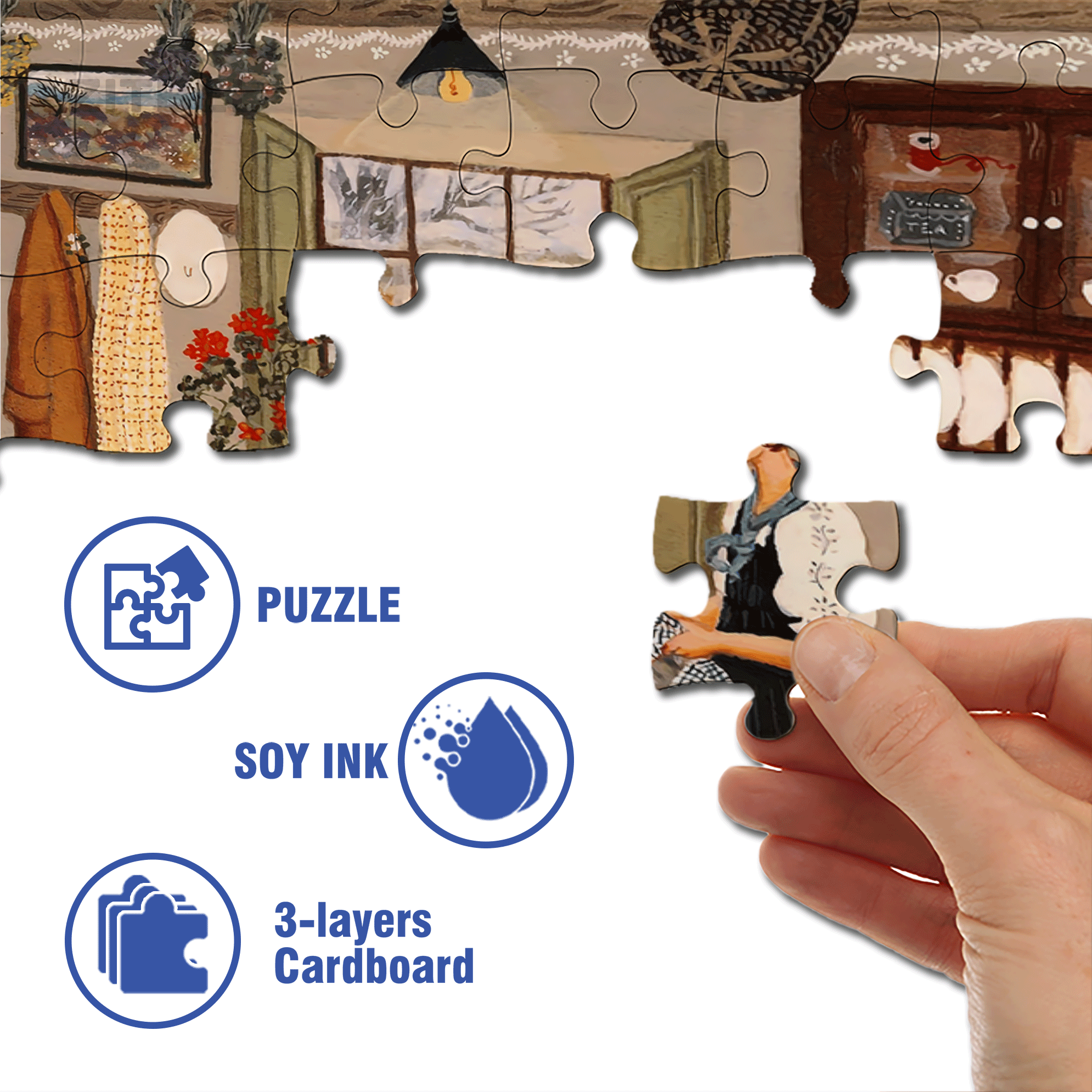 Nettle Tea 500pcs/1000pcs Jigsaw Puzzle, Scratch-Resistant, Interactive Family Game & Brain-Boosting DIY Decor, Perfect for Halloween, Christmas & New Year Gifts, Family Puzzle Game