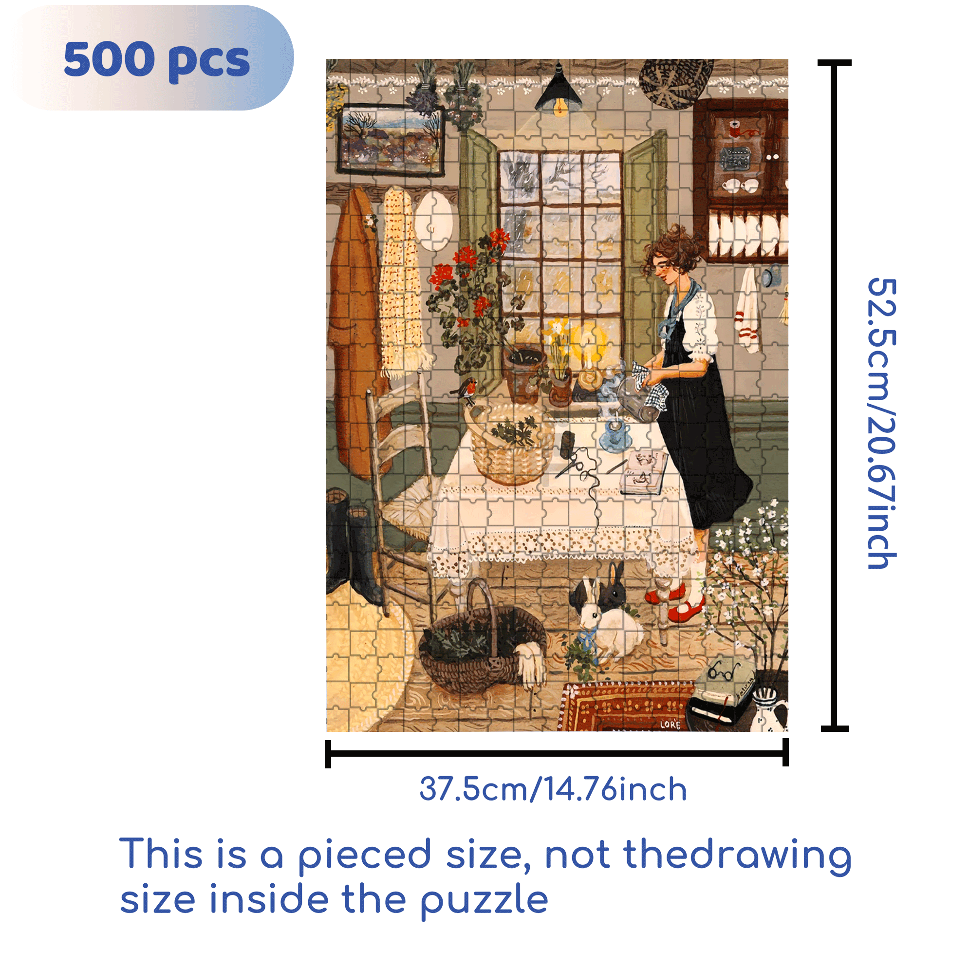 Nettle Tea 500pcs/1000pcs Jigsaw Puzzle, Scratch-Resistant, Interactive Family Game & Brain-Boosting DIY Decor, Perfect for Halloween, Christmas & New Year Gifts, Family Puzzle Game