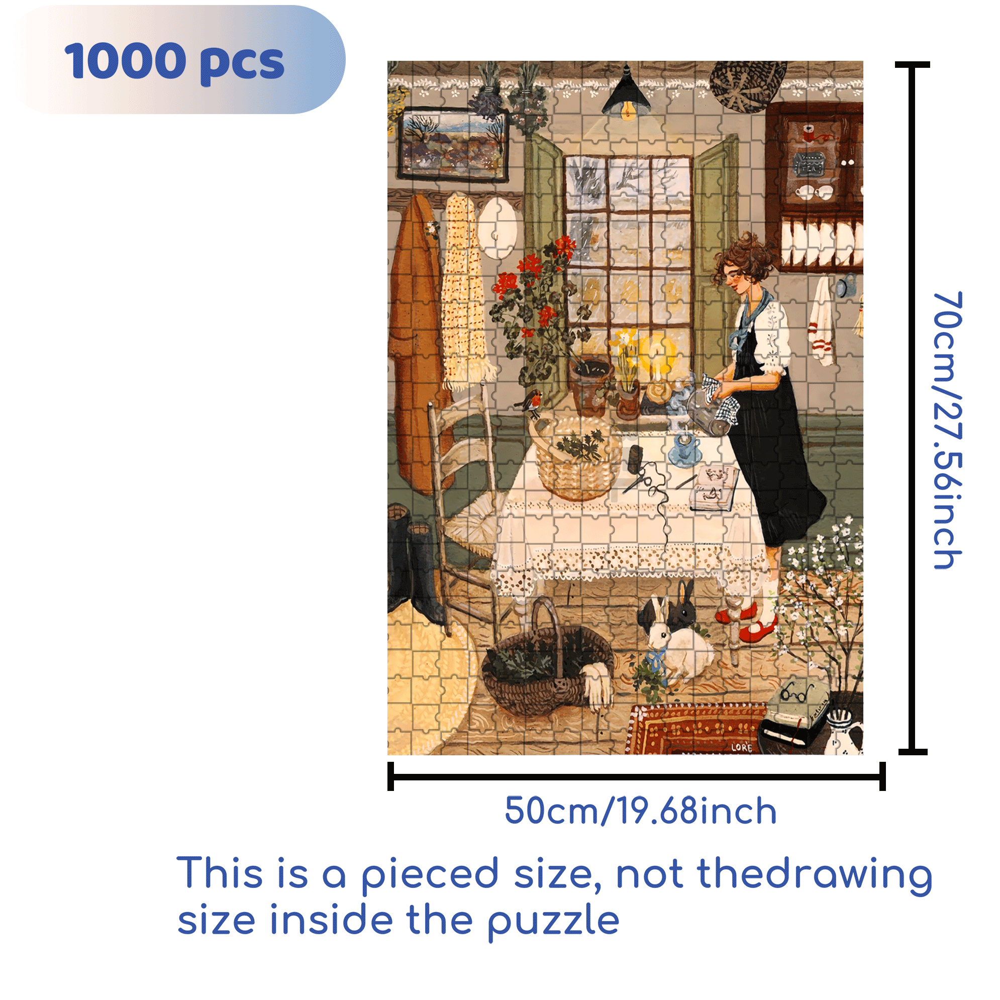 Nettle Tea 500pcs/1000pcs Jigsaw Puzzle, Scratch-Resistant, Interactive Family Game & Brain-Boosting DIY Decor, Perfect for Halloween, Christmas & New Year Gifts, Family Puzzle Game
