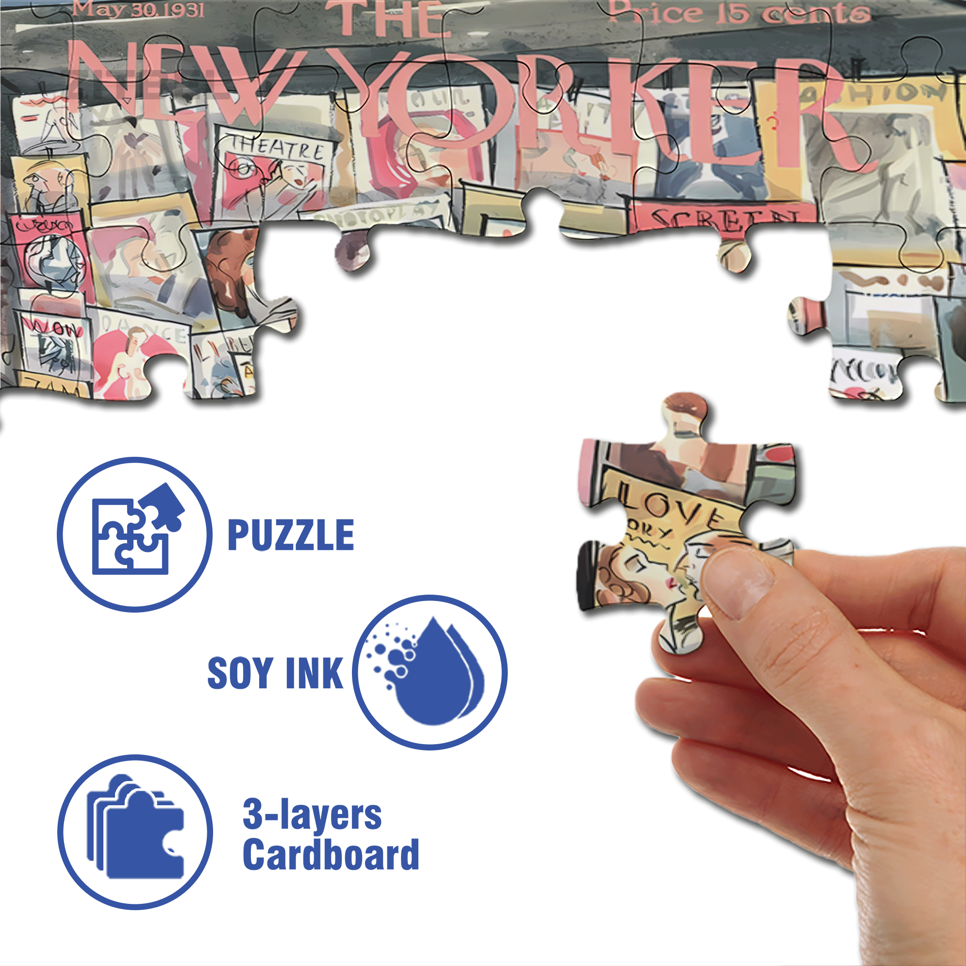 Newspaper Stand 500pcs/1000pcs Jigsaw Puzzle, Scratch-Resistant, Interactive Family Game & Brain-Boosting DIY Decor, Perfect for Halloween, Christmas & New Year Gifts, Family Puzzle Game
