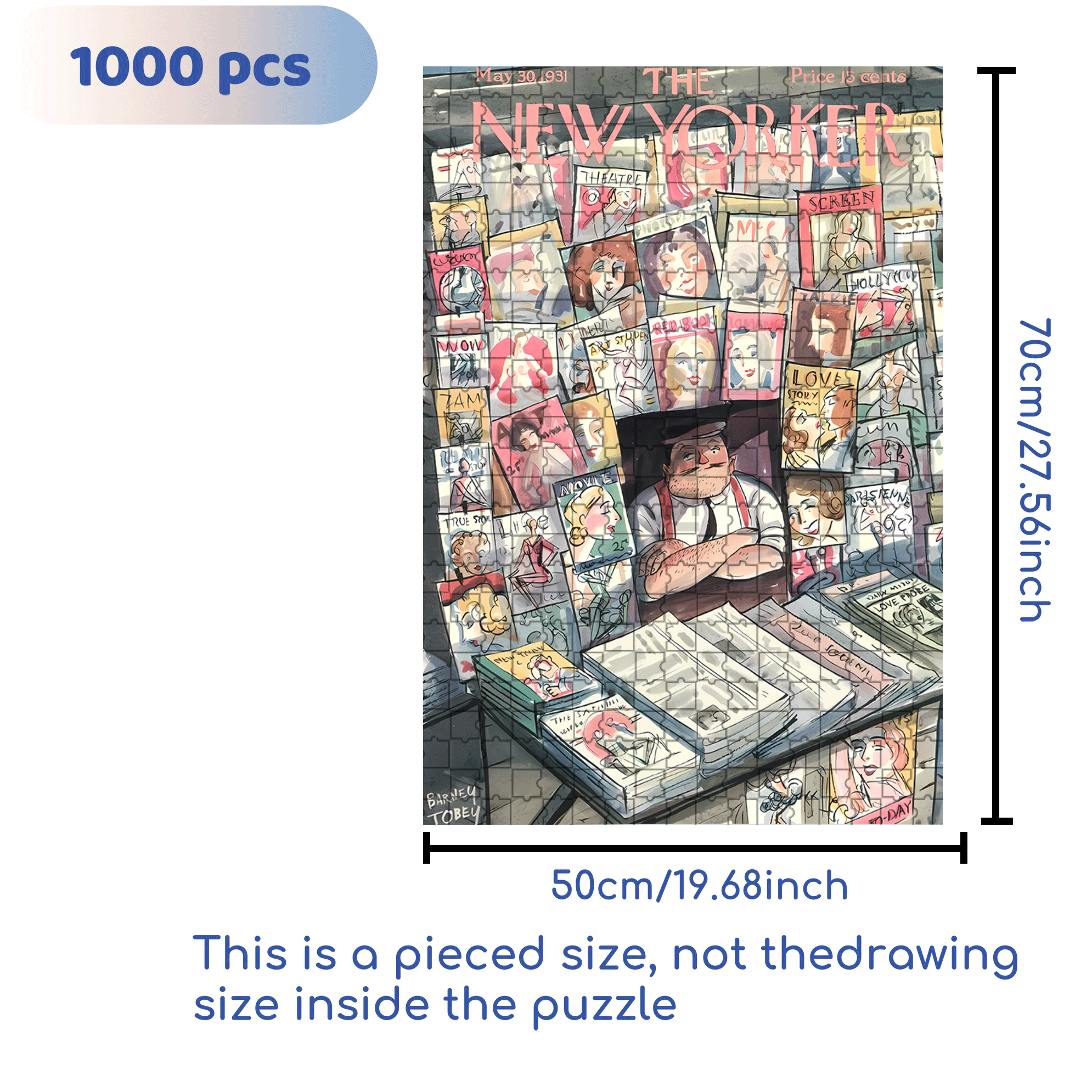 Newspaper Stand 500pcs/1000pcs Jigsaw Puzzle, Scratch-Resistant, Interactive Family Game & Brain-Boosting DIY Decor, Perfect for Halloween, Christmas & New Year Gifts, Family Puzzle Game