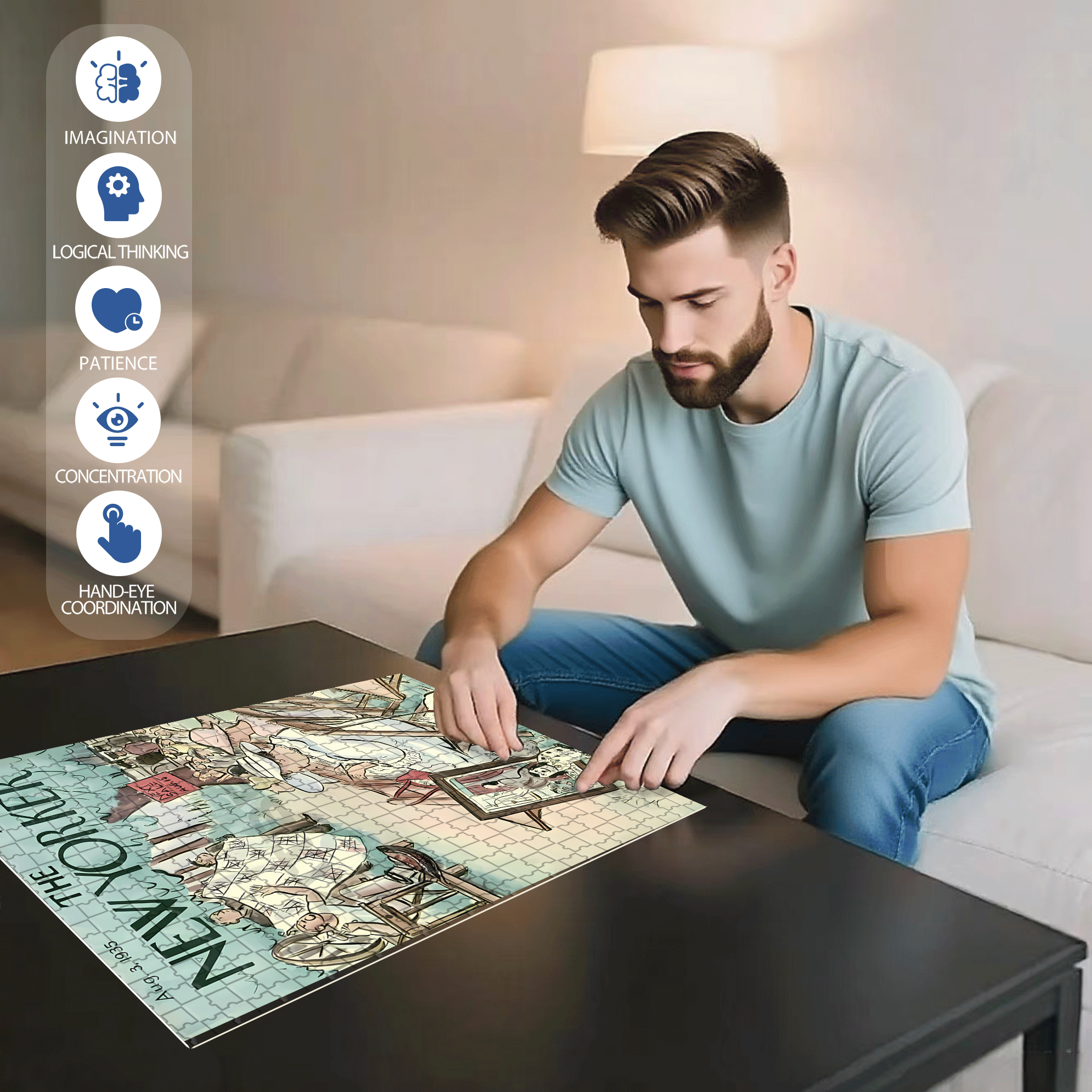 Next Sale 500pcs/1000pcs Jigsaw Puzzle, Scratch-Resistant, Interactive Family Game & Brain-Boosting DIY Decor, Perfect for Halloween, Christmas & New Year Gifts, Family Puzzle Game