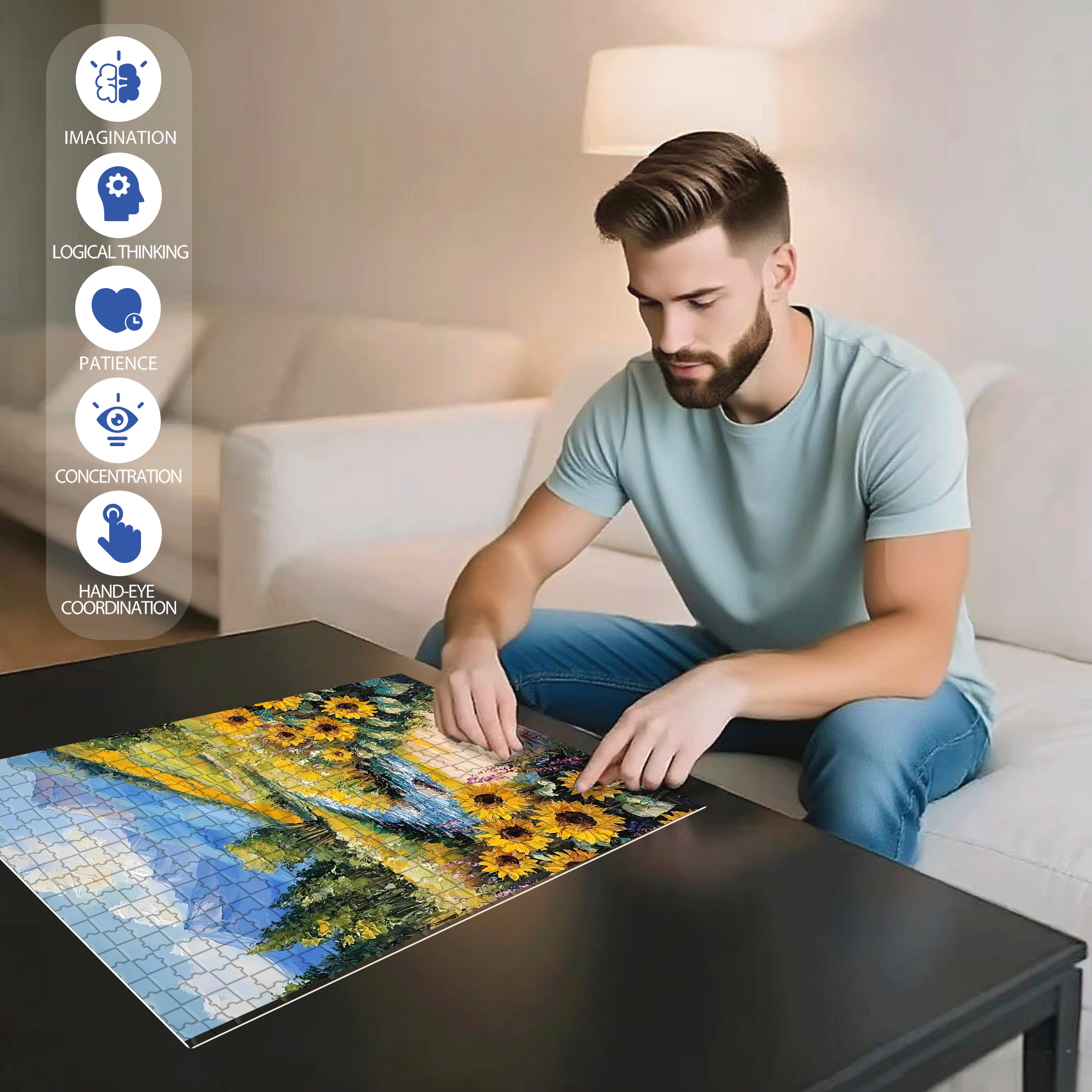 No Man's Land 500pcs/1000pcs Jigsaw Puzzle, Scratch-Resistant, Interactive Family Game & Brain-Boosting DIY Decor, Perfect for Halloween, Christmas & New Year Gifts, Family Puzzle Game