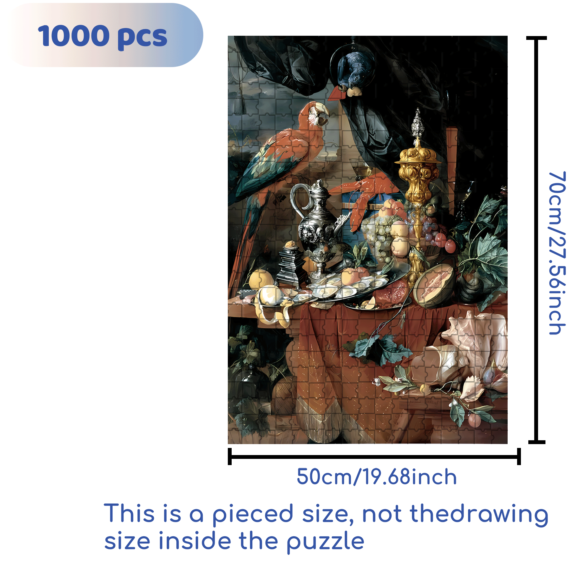 Parrot and Lobster 500pcs/1000pcs Jigsaw Puzzle, Scratch-Resistant, Interactive Family Game & Brain-Boosting DIY Decor, Perfect for Halloween, Christmas & New Year Gifts, Family Puzzle Game