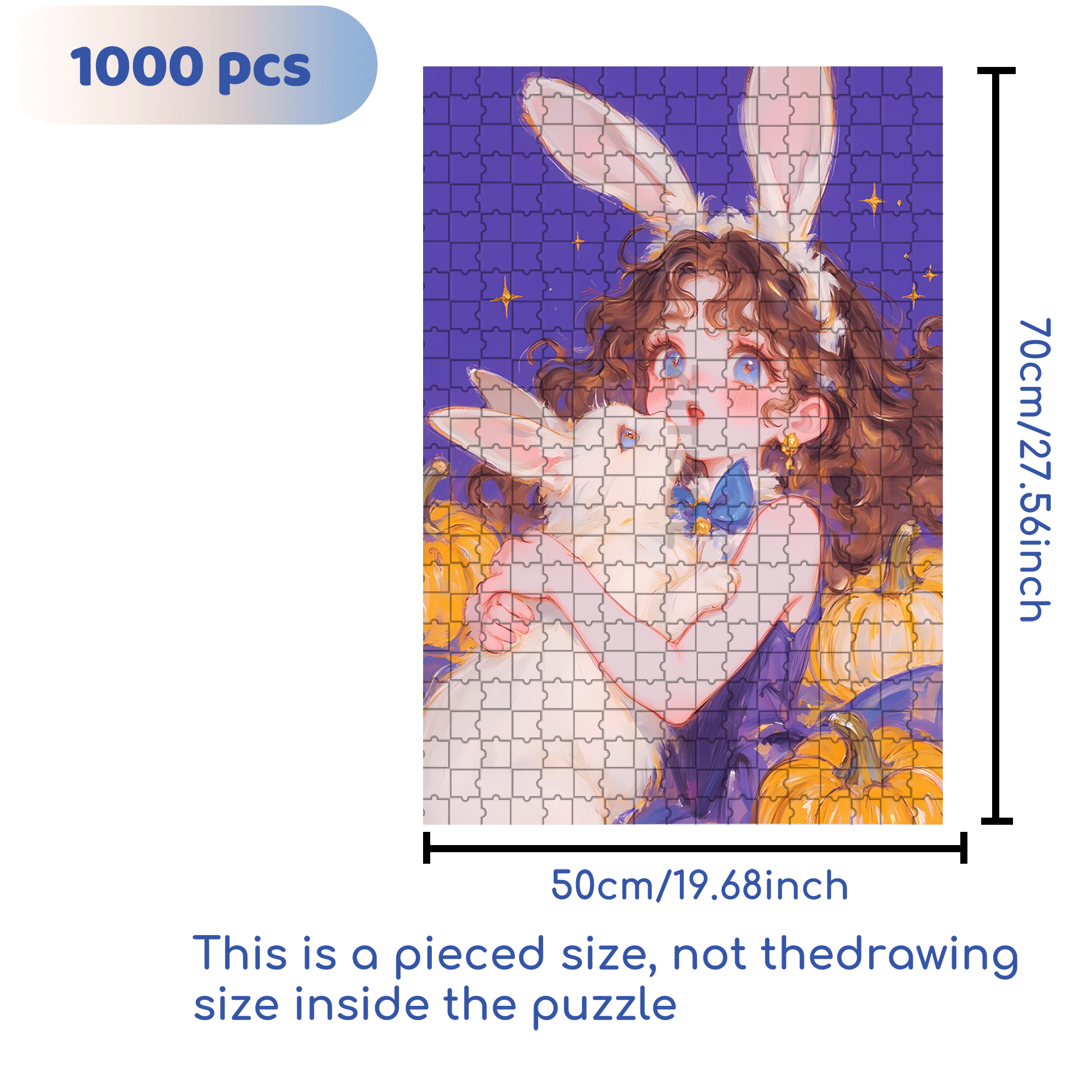 Pet Rabbit 500pcs/1000pcs Jigsaw Puzzle, Scratch-Resistant, Interactive Family Game & Brain-Boosting DIY Decor, Perfect for Halloween, Christmas & New Year Gifts, Family Puzzle Game