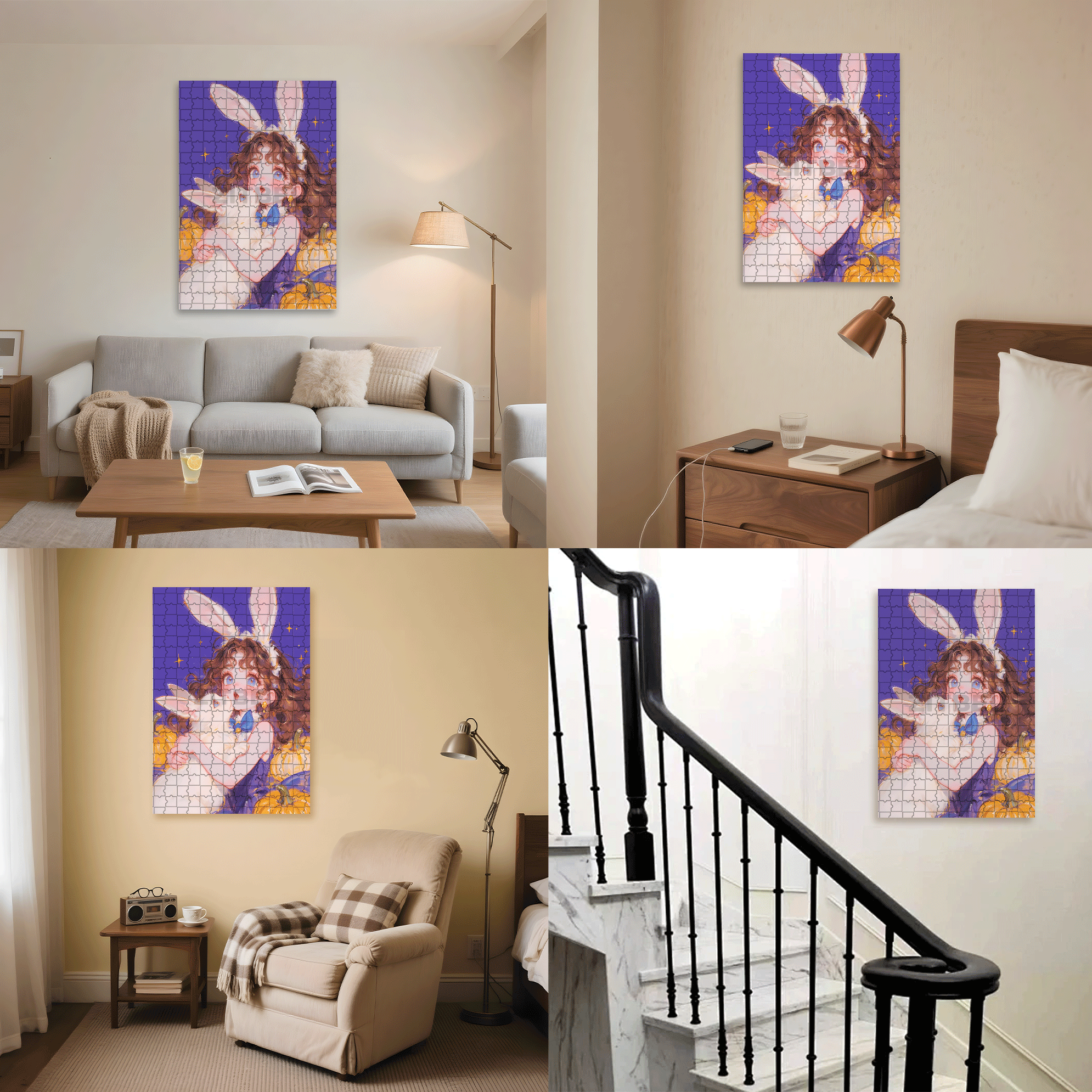 Pet Rabbit 500pcs/1000pcs Jigsaw Puzzle, Scratch-Resistant, Interactive Family Game & Brain-Boosting DIY Decor, Perfect for Halloween, Christmas & New Year Gifts, Family Puzzle Game