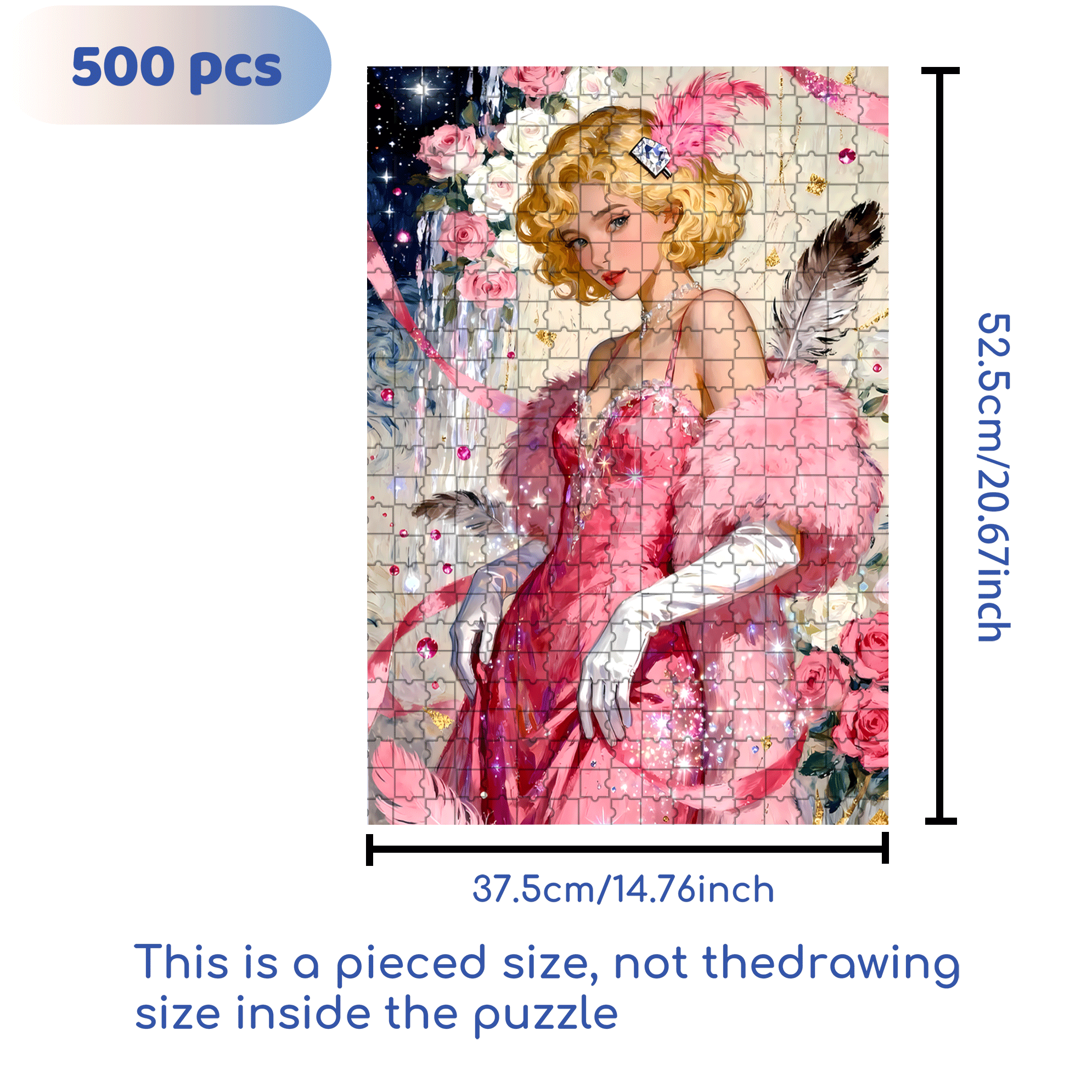 Pink Lady 500pcs/1000pcs Jigsaw Puzzle, Scratch-Resistant, Interactive Family Game & Brain-Boosting DIY Decor, Perfect for Halloween, Christmas & New Year Gifts, Family Puzzle Game