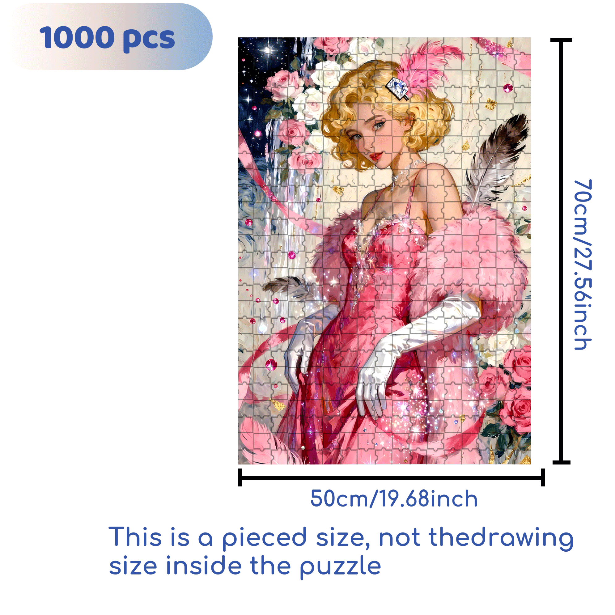 Pink Lady 500pcs/1000pcs Jigsaw Puzzle, Scratch-Resistant, Interactive Family Game & Brain-Boosting DIY Decor, Perfect for Halloween, Christmas & New Year Gifts, Family Puzzle Game