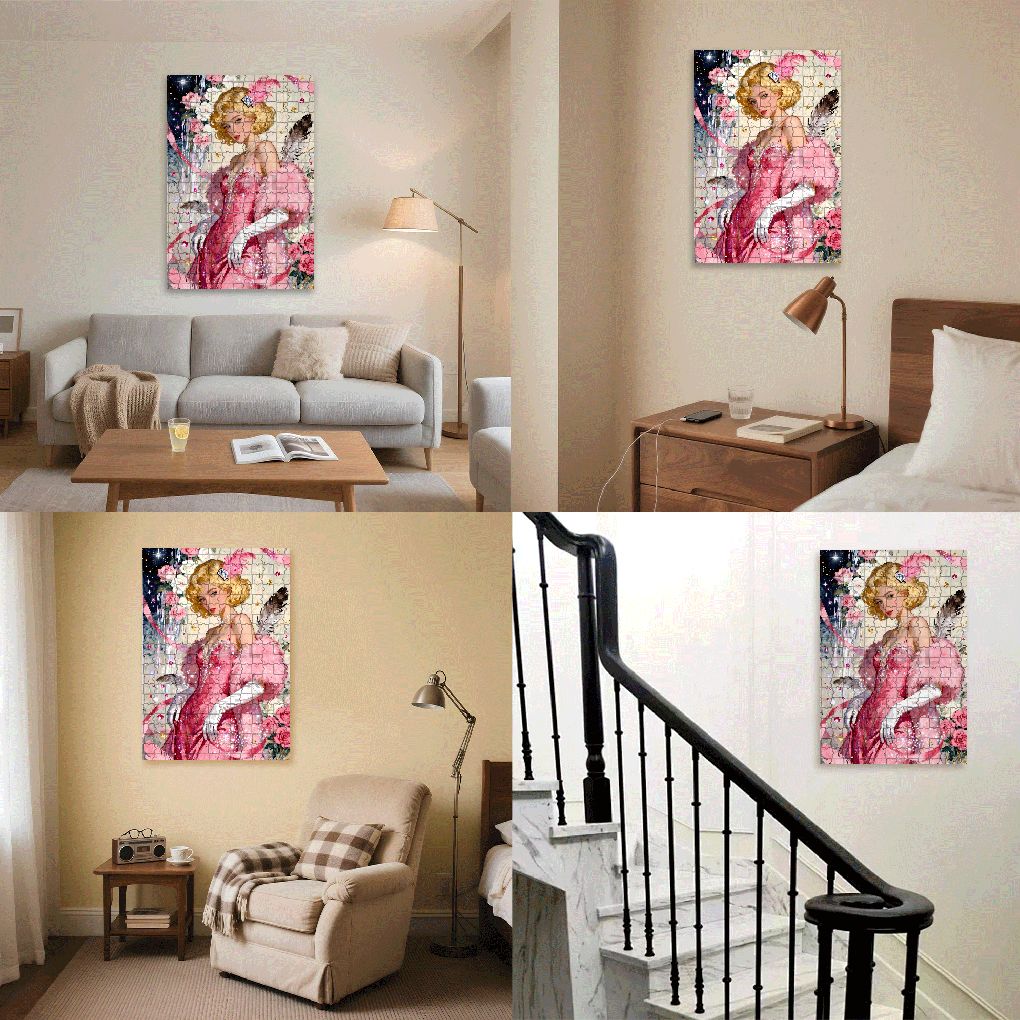 Pink Lady 500pcs/1000pcs Jigsaw Puzzle, Scratch-Resistant, Interactive Family Game & Brain-Boosting DIY Decor, Perfect for Halloween, Christmas & New Year Gifts, Family Puzzle Game
