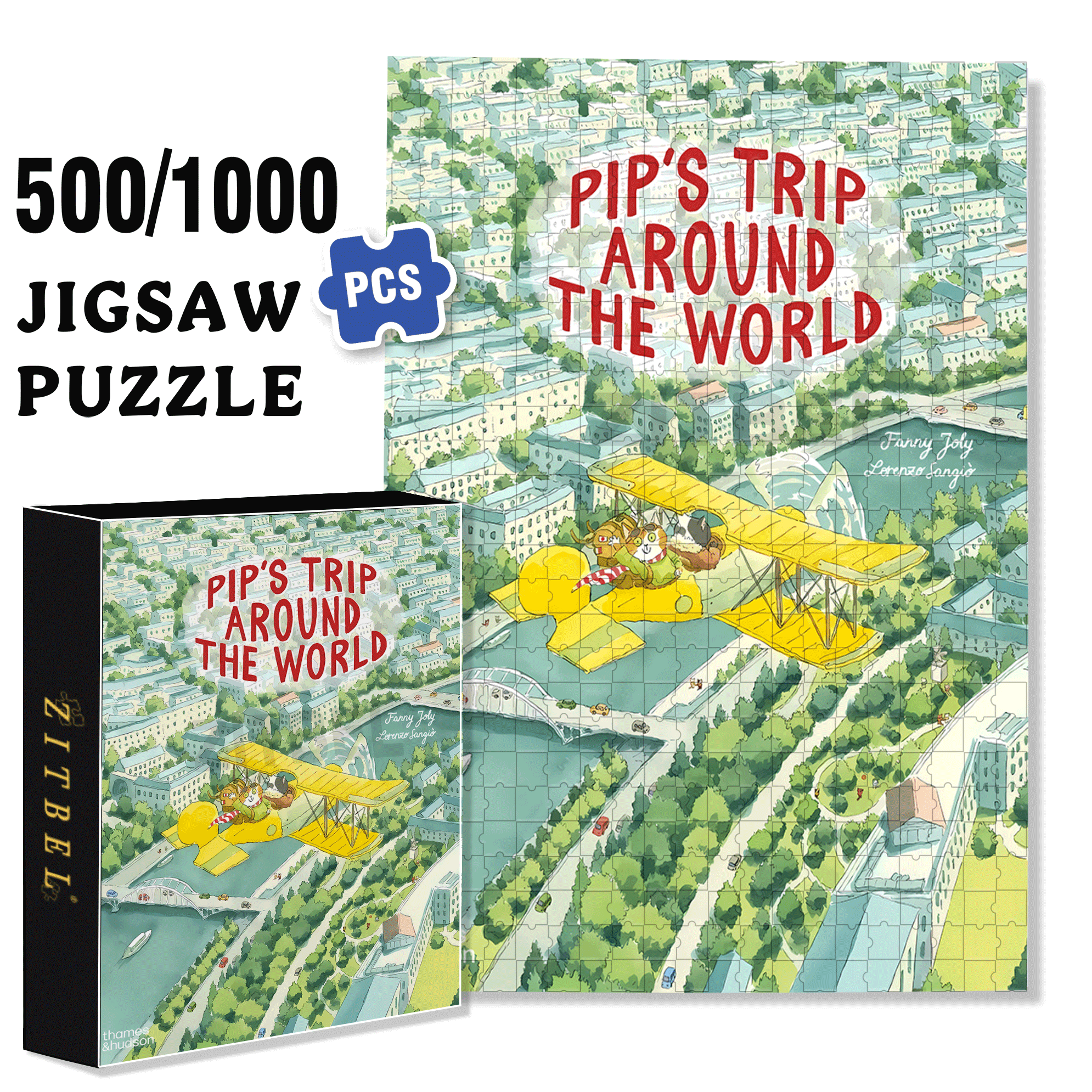 Pip's Trip Around The World 500pcs/1000pcs Jigsaw Puzzle, Scratch-Resistant, Interactive Family Game & Brain-Boosting DIY Decor, Perfect for Halloween, Christmas & New Year Gifts, Family Puzzle Game