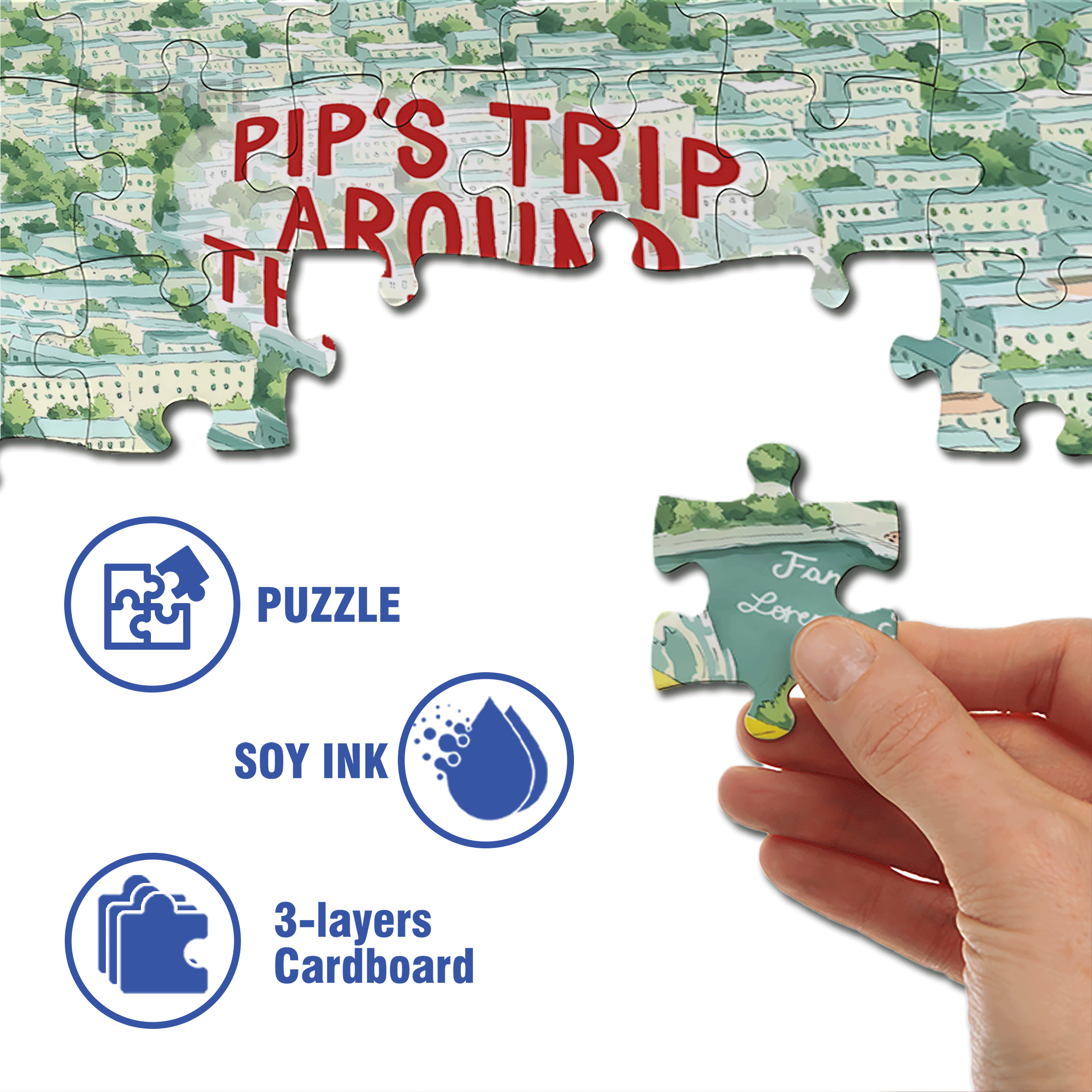 Pip's Trip Around The World 500pcs/1000pcs Jigsaw Puzzle, Scratch-Resistant, Interactive Family Game & Brain-Boosting DIY Decor, Perfect for Halloween, Christmas & New Year Gifts, Family Puzzle Game