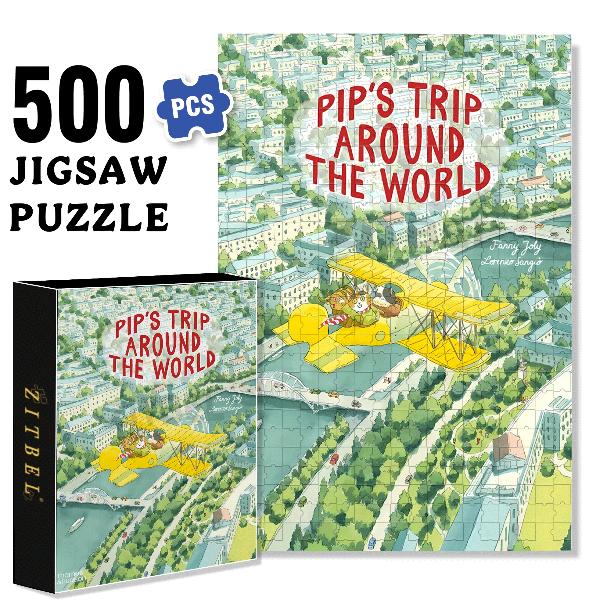 Pip's Trip Around The World 500pcs/1000pcs Jigsaw Puzzle, Scratch-Resistant, Interactive Family Game & Brain-Boosting DIY Decor, Perfect for Halloween, Christmas & New Year Gifts, Family Puzzle Game