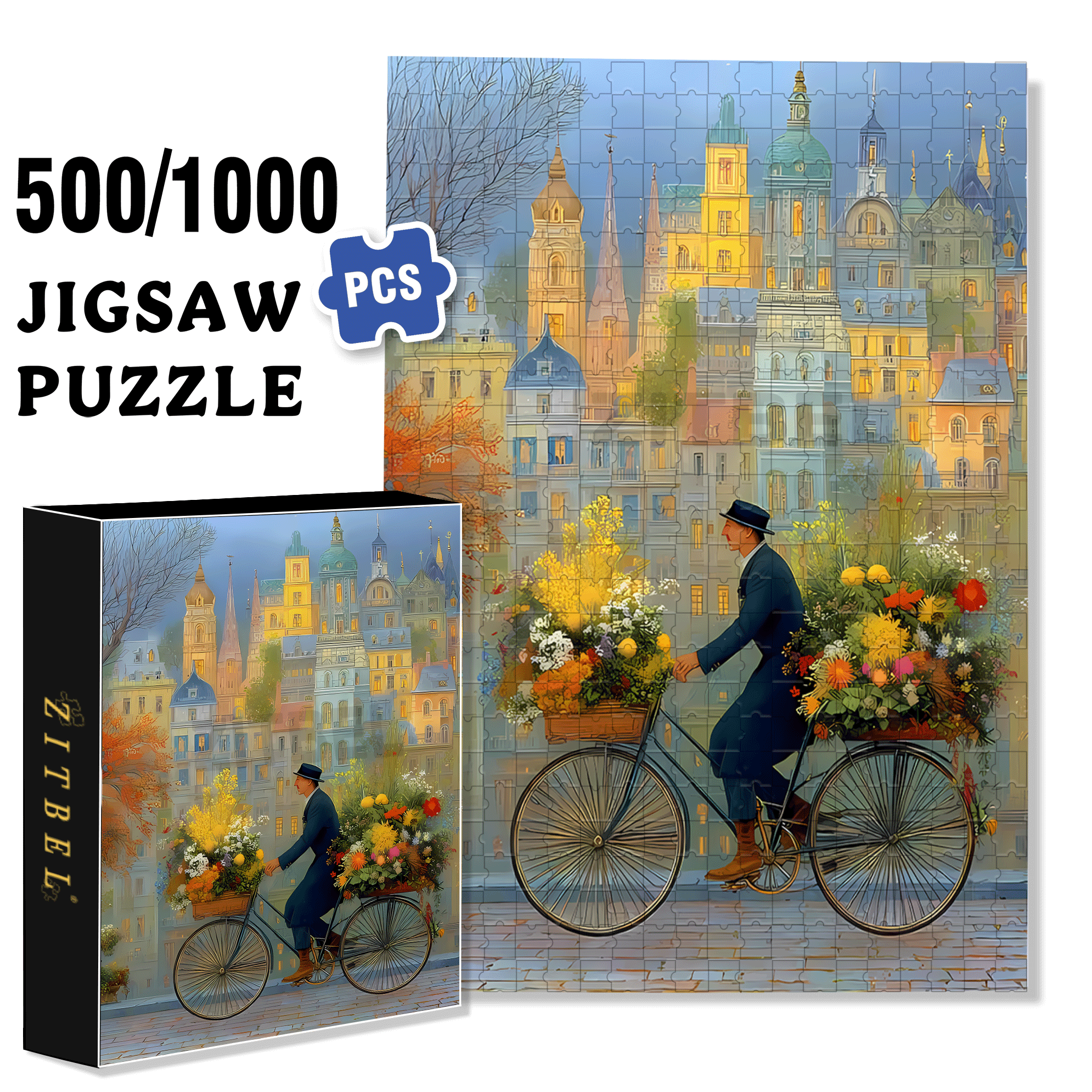 Romantic Gentleman 500pcs/1000pcs Jigsaw Puzzle, Scratch-Resistant, Interactive Family Game & Brain-Boosting DIY Decor, Perfect for Halloween, Christmas & New Year Gifts, Family Puzzle Game