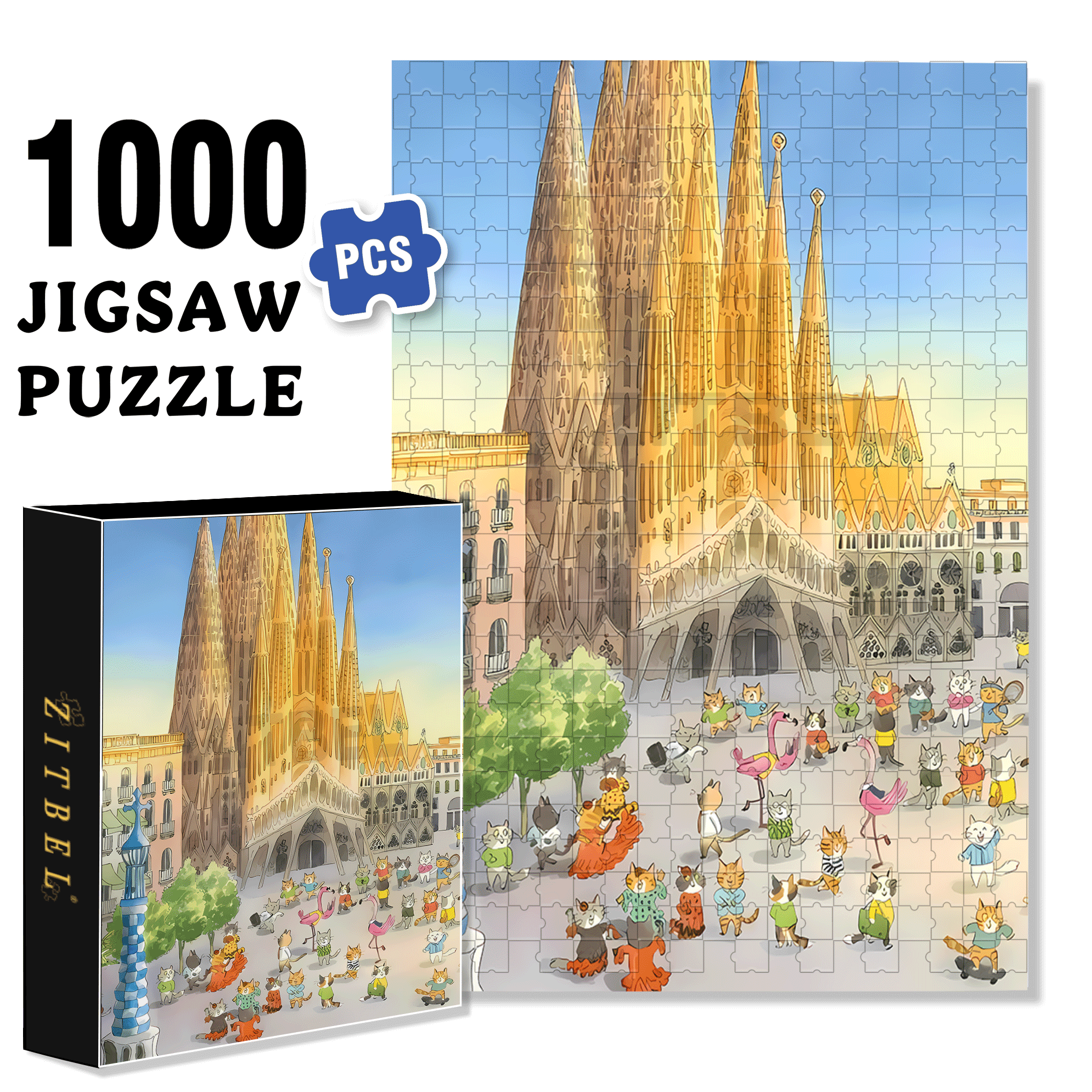 Square Dance 500pcs/1000pcs Jigsaw Puzzle, Scratch-Resistant, Interactive Family Game & Brain-Boosting DIY Decor, Perfect for Halloween, Christmas & New Year Gifts, Family Puzzle Game