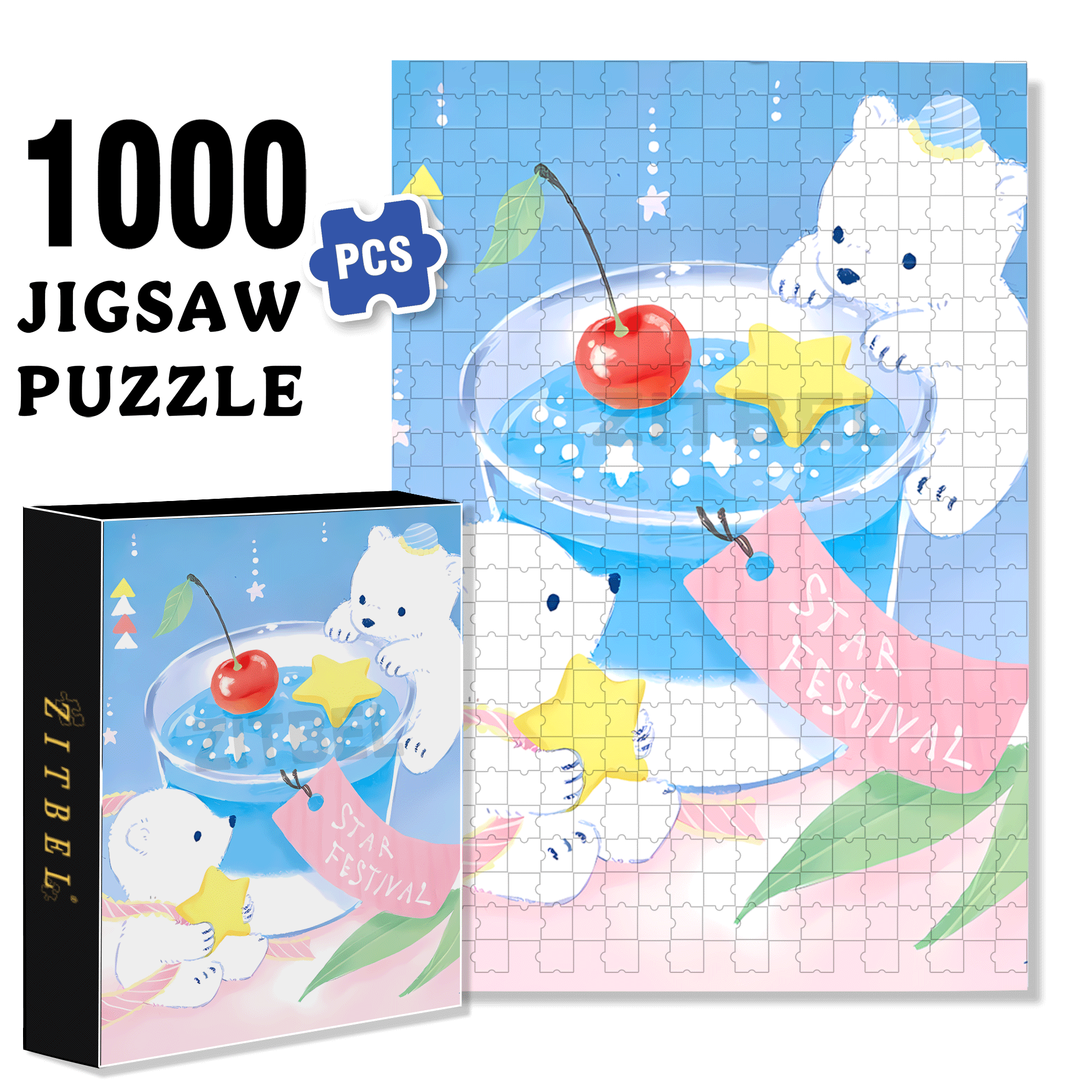 Star Festival 500pcs/1000pcs Jigsaw Puzzle, Scratch-Resistant, Interactive Family Game & Brain-Boosting DIY Decor, Perfect for Halloween, Christmas & New Year Gifts, Family Puzzle Game