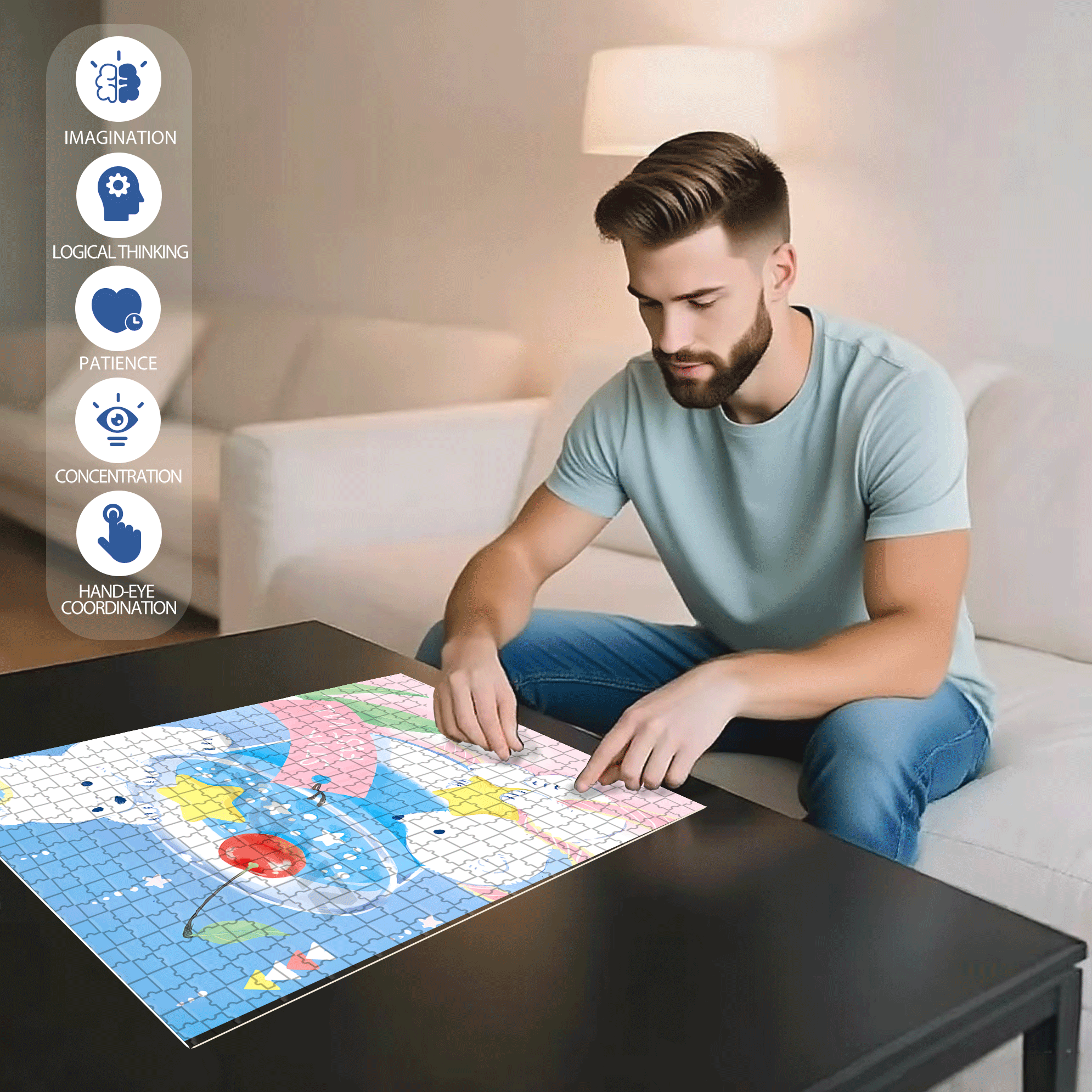 Star Festival 500pcs/1000pcs Jigsaw Puzzle, Scratch-Resistant, Interactive Family Game & Brain-Boosting DIY Decor, Perfect for Halloween, Christmas & New Year Gifts, Family Puzzle Game