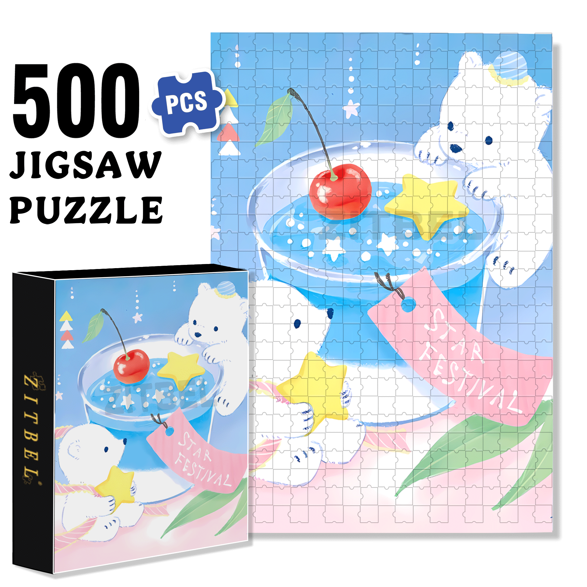 Star Festival 500pcs/1000pcs Jigsaw Puzzle, Scratch-Resistant, Interactive Family Game & Brain-Boosting DIY Decor, Perfect for Halloween, Christmas & New Year Gifts, Family Puzzle Game