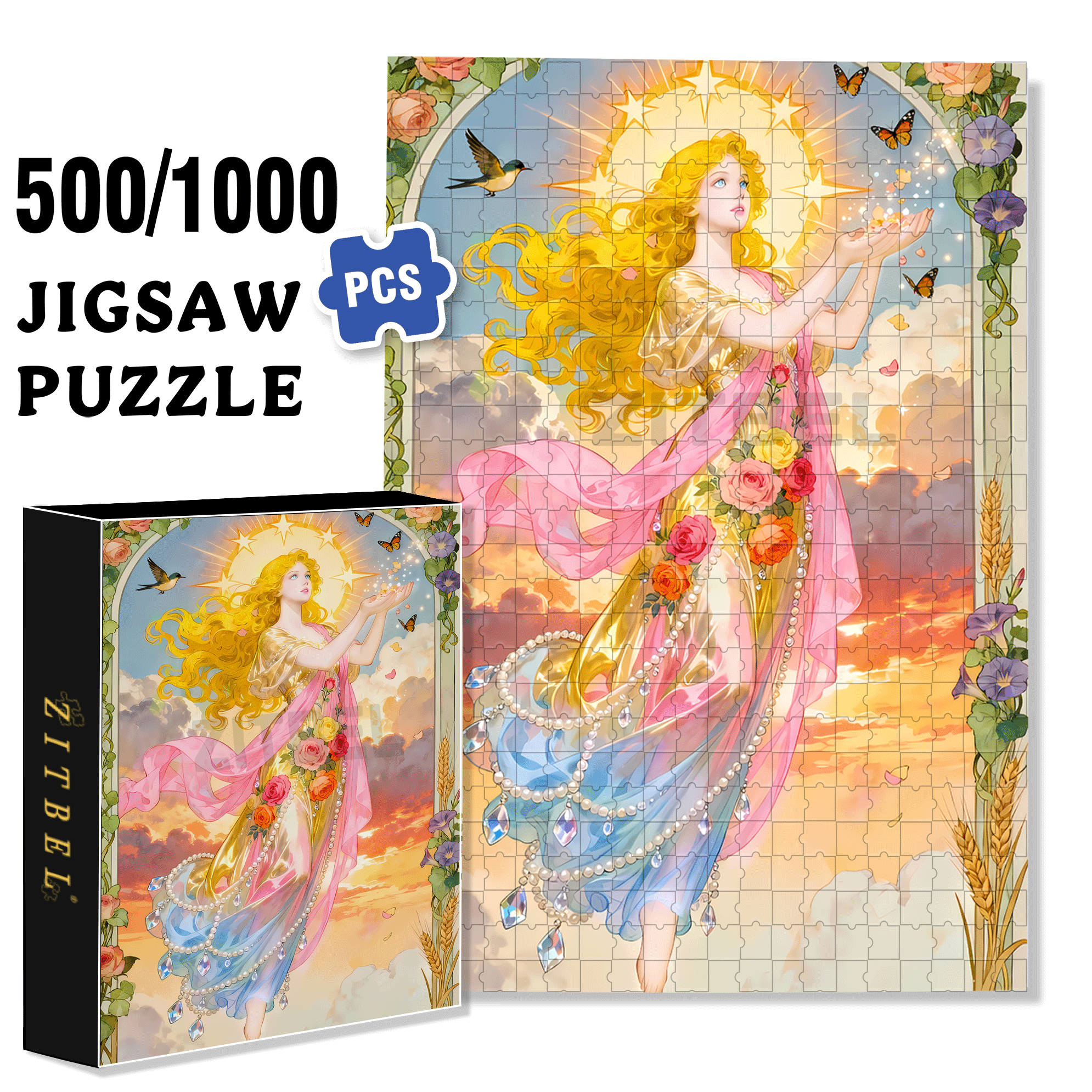 Sun and Hope 500pcs/1000pcs Jigsaw Puzzle, Scratch-Resistant, Interactive Family Game & Brain-Boosting DIY Decor, Perfect for Halloween, Christmas & New Year Gifts, Family Puzzle Game