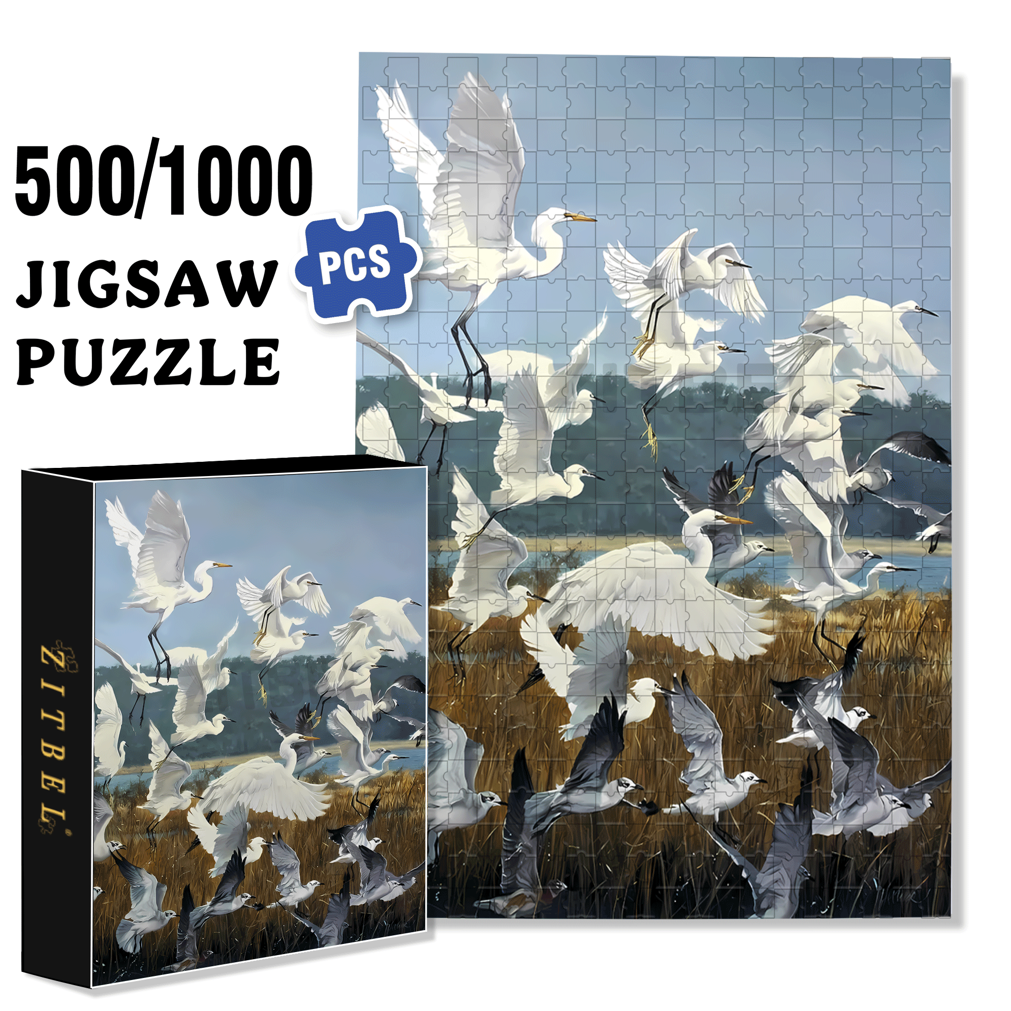 Take Off 500pcs/1000pcs Jigsaw Puzzle, Scratch-Resistant, Interactive Family Game & Brain-Boosting DIY Decor, Perfect for Halloween, Christmas & New Year Gifts, Family Puzzle Game