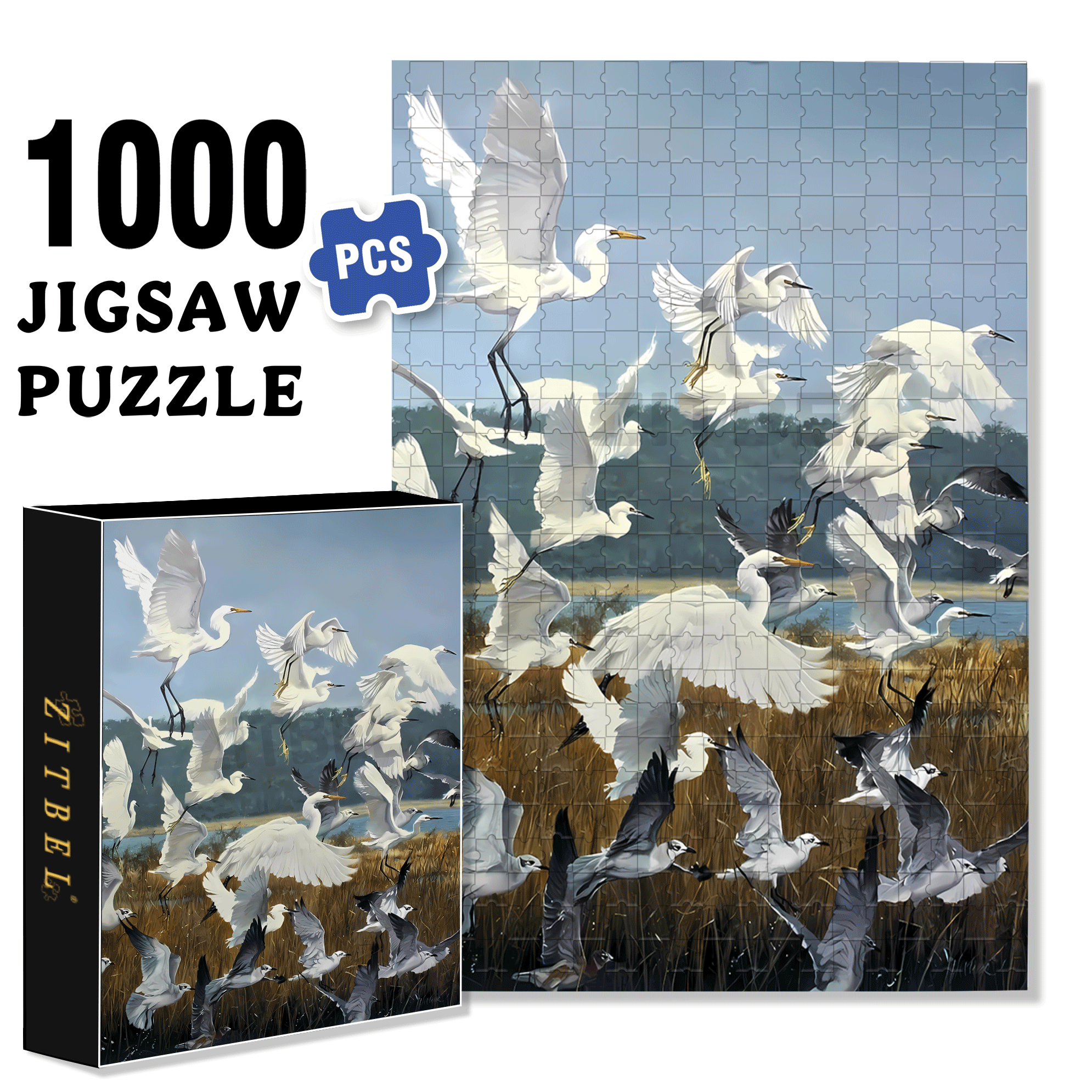 Take Off 500pcs/1000pcs Jigsaw Puzzle, Scratch-Resistant, Interactive Family Game & Brain-Boosting DIY Decor, Perfect for Halloween, Christmas & New Year Gifts, Family Puzzle Game