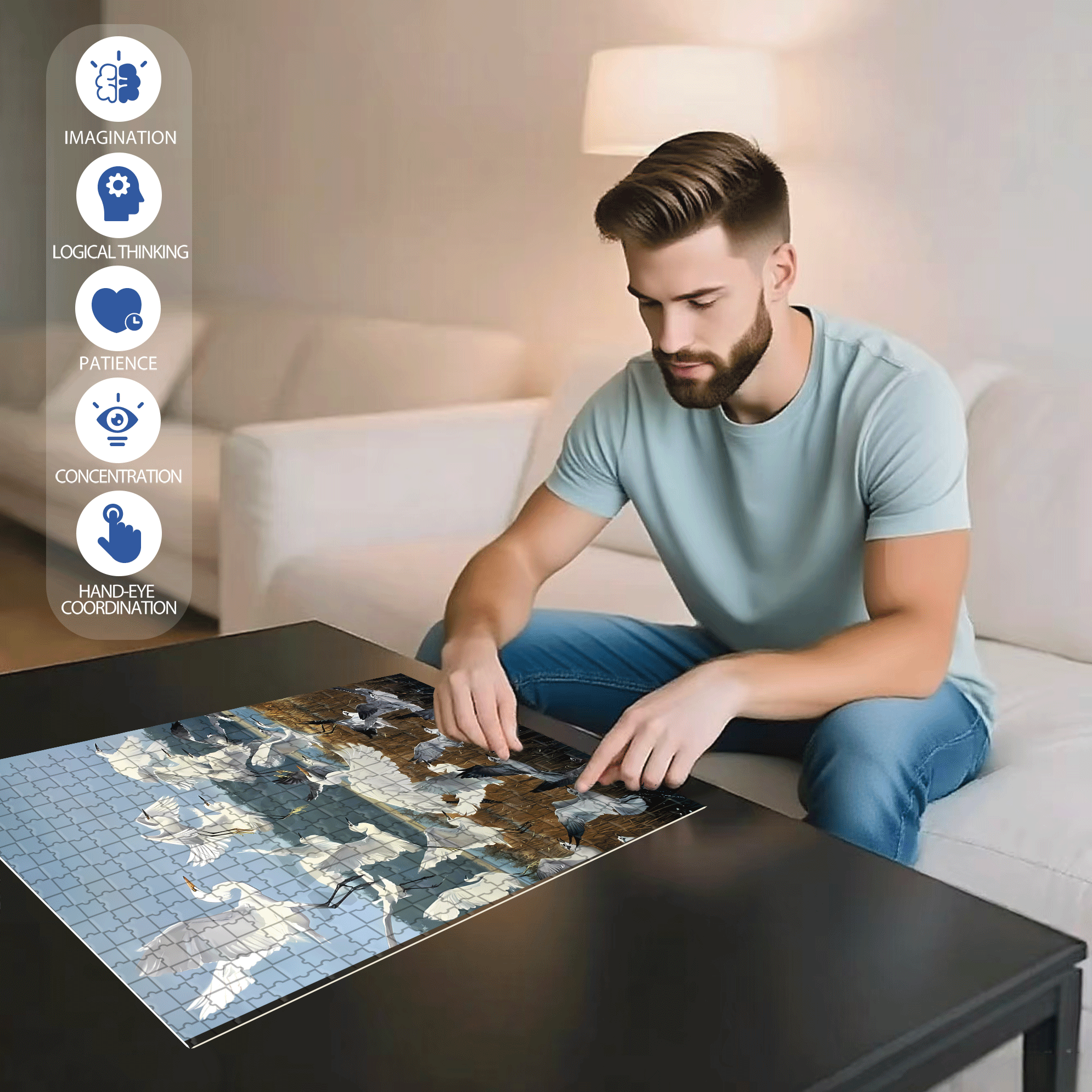 Take Off 500pcs/1000pcs Jigsaw Puzzle, Scratch-Resistant, Interactive Family Game & Brain-Boosting DIY Decor, Perfect for Halloween, Christmas & New Year Gifts, Family Puzzle Game