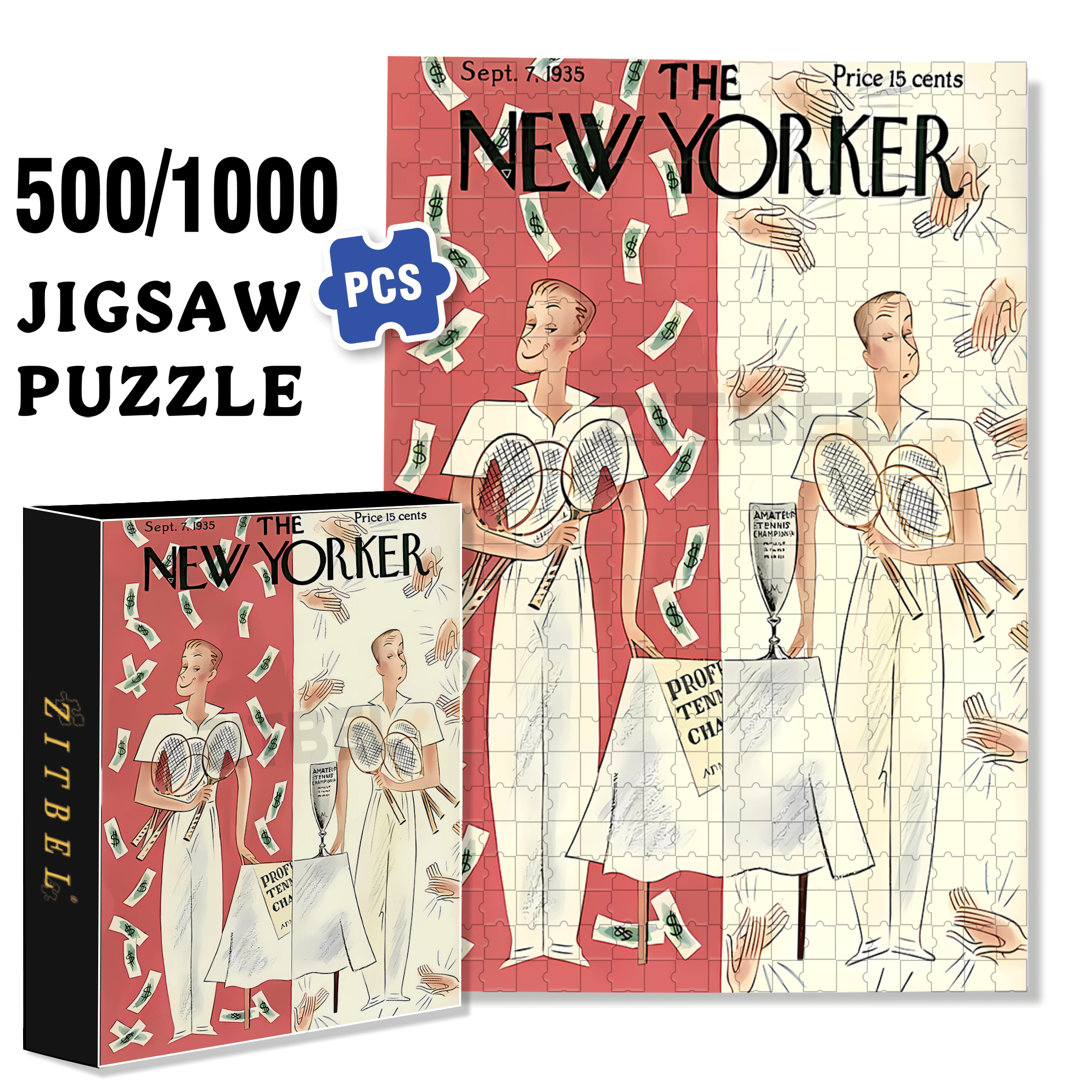 Tennis Champion 500pcs/1000pcs Jigsaw Puzzle, Scratch-Resistant, Interactive Family Game & Brain-Boosting DIY Decor, Perfect for Halloween, Christmas & New Year Gifts, Family Puzzle Game