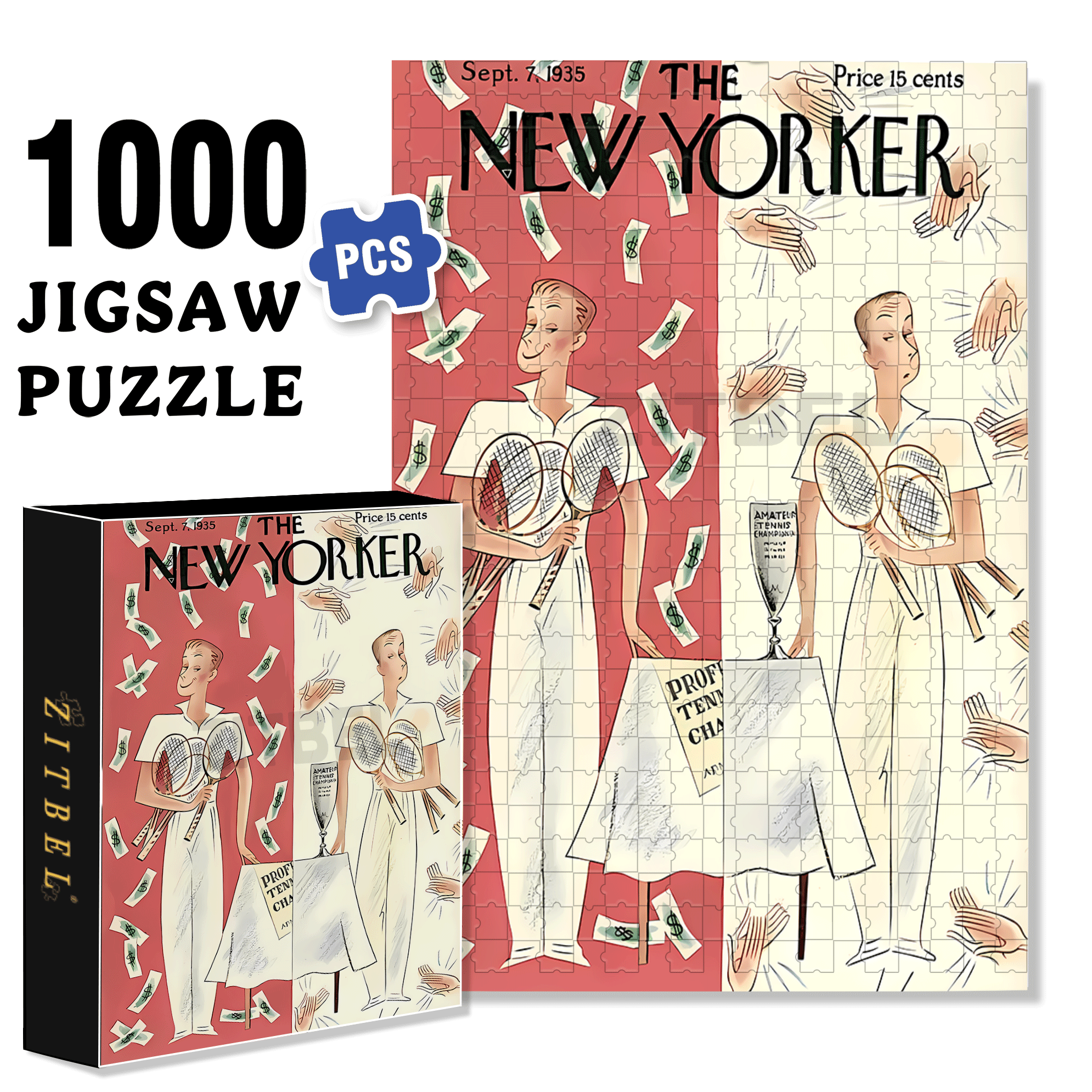 Tennis Champion 500pcs/1000pcs Jigsaw Puzzle, Scratch-Resistant, Interactive Family Game & Brain-Boosting DIY Decor, Perfect for Halloween, Christmas & New Year Gifts, Family Puzzle Game