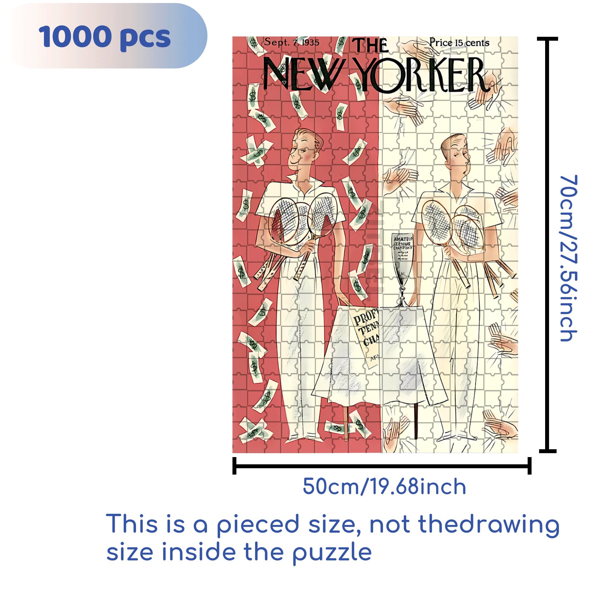 Tennis Champion 500pcs/1000pcs Jigsaw Puzzle, Scratch-Resistant, Interactive Family Game & Brain-Boosting DIY Decor, Perfect for Halloween, Christmas & New Year Gifts, Family Puzzle Game