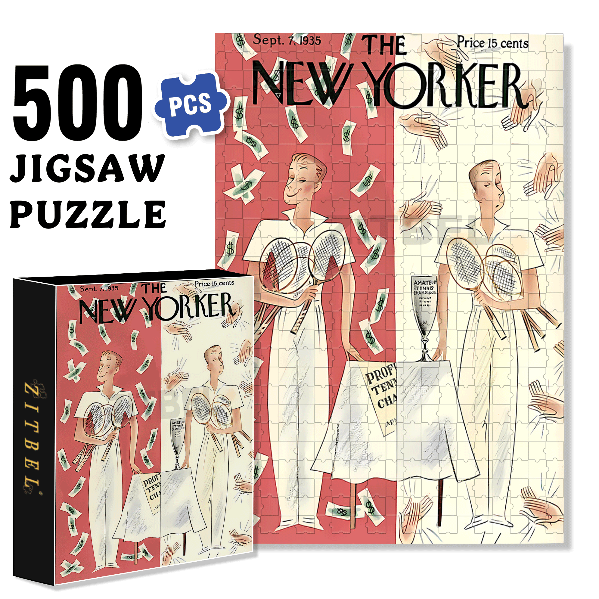 Tennis Champion 500pcs/1000pcs Jigsaw Puzzle, Scratch-Resistant, Interactive Family Game & Brain-Boosting DIY Decor, Perfect for Halloween, Christmas & New Year Gifts, Family Puzzle Game
