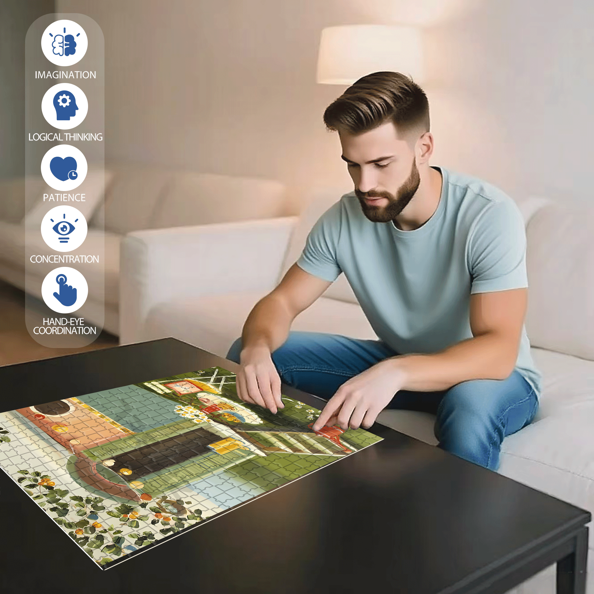 The Summer Caravan 500pcs/1000pcs Jigsaw Puzzle, Scratch-Resistant, Interactive Family Game & Brain-Boosting DIY Decor, Perfect for Halloween, Christmas & New Year Gifts, Family Puzzle Game