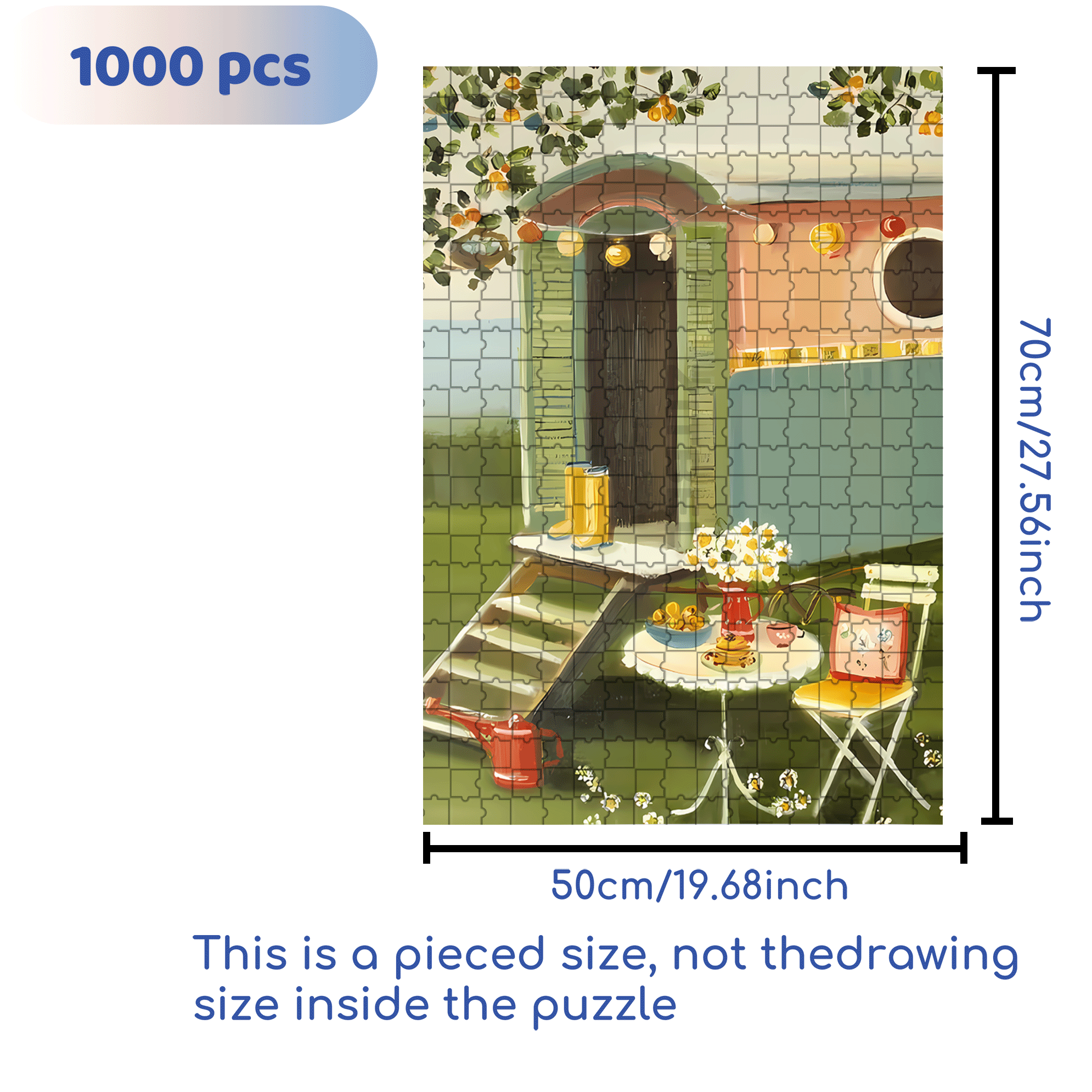 The Summer Caravan 500pcs/1000pcs Jigsaw Puzzle, Scratch-Resistant, Interactive Family Game & Brain-Boosting DIY Decor, Perfect for Halloween, Christmas & New Year Gifts, Family Puzzle Game